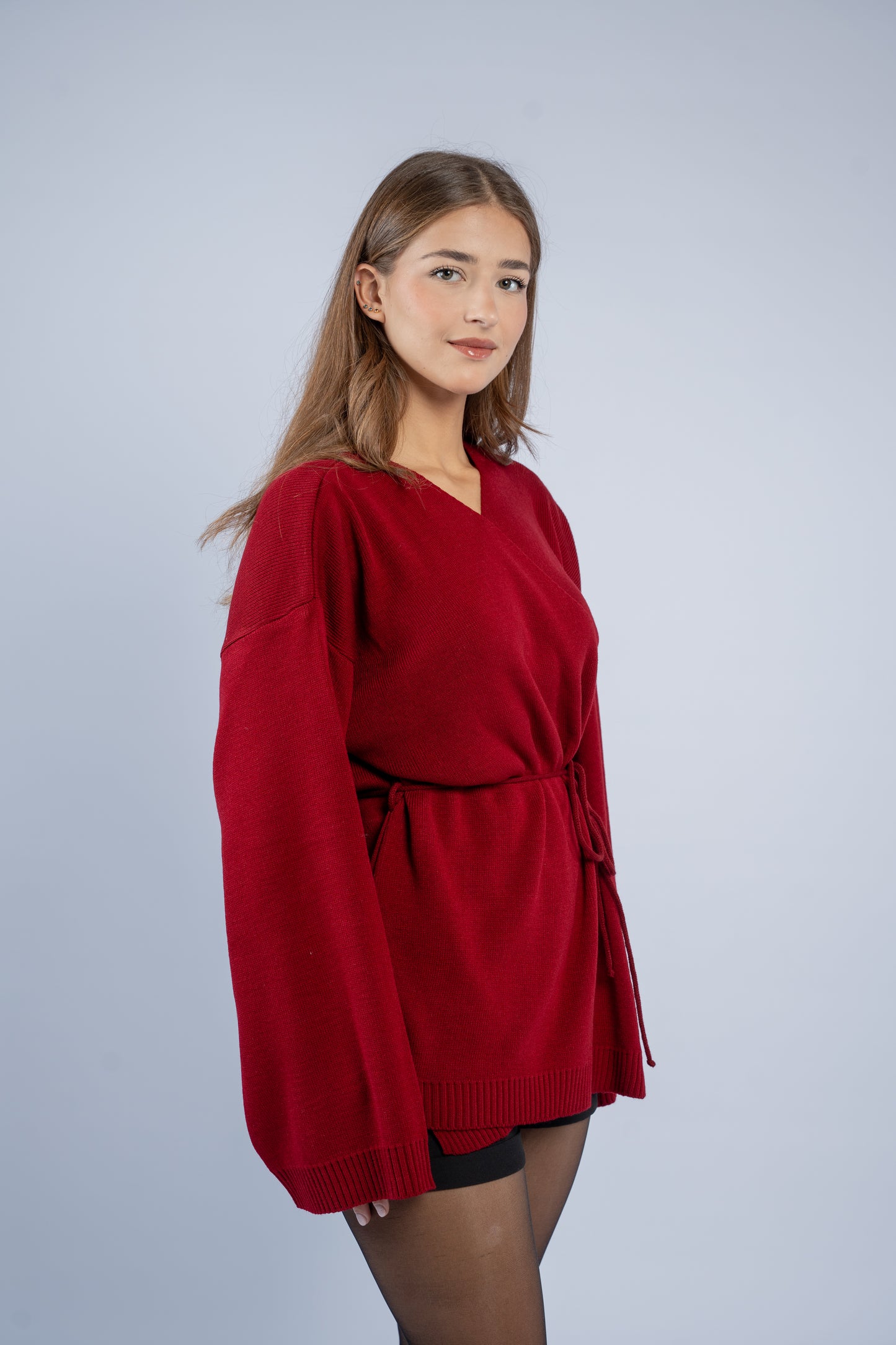 Tie-waist knit cardigan