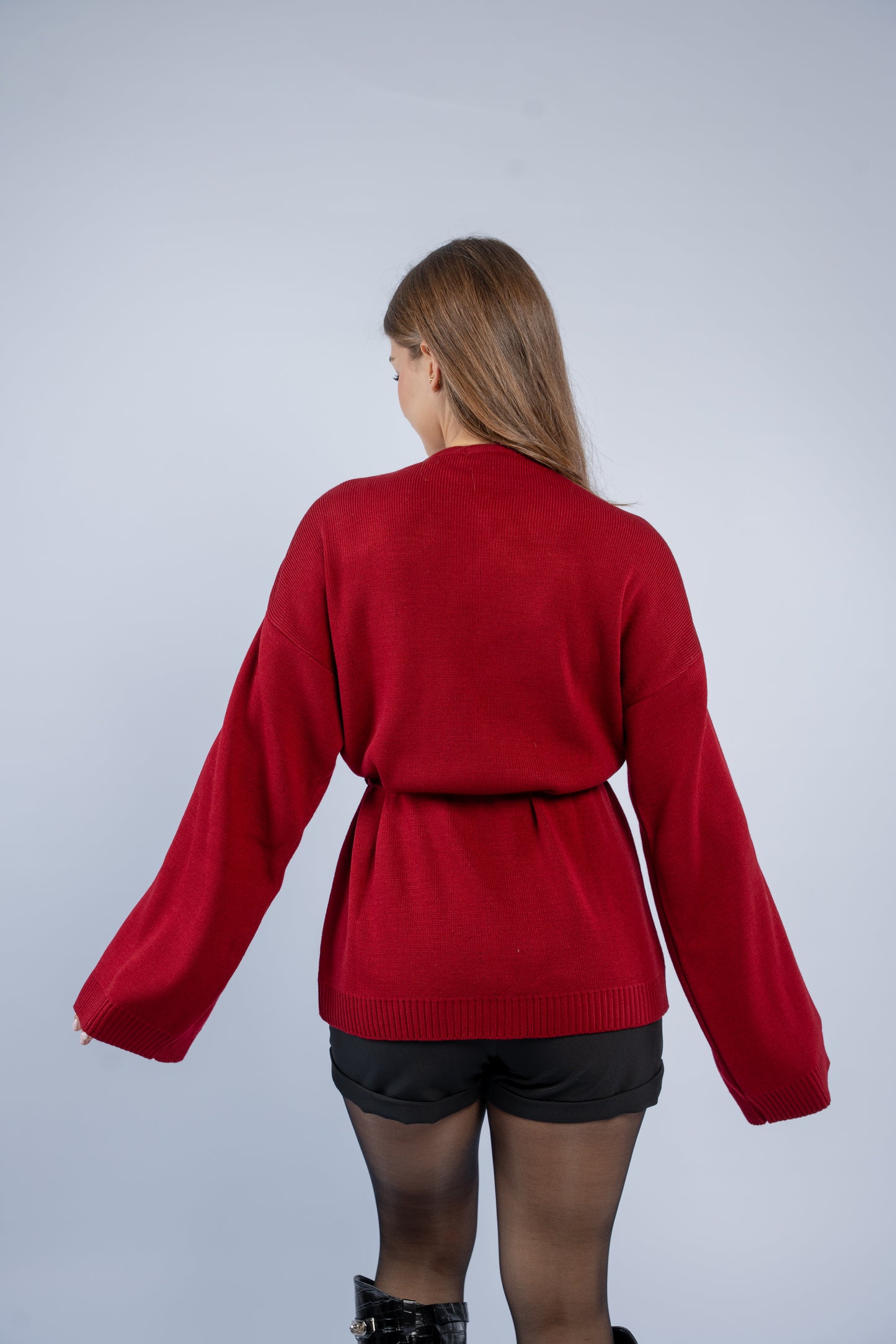Tie-waist knit cardigan