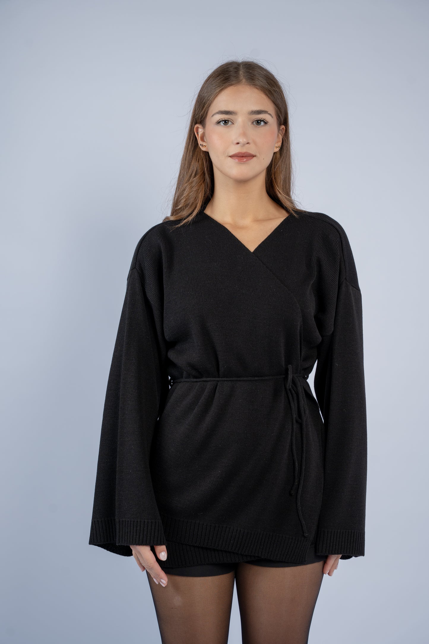 Tie-waist knit cardigan