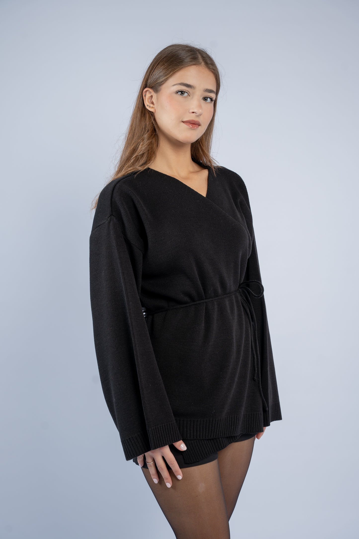Tie-waist knit cardigan