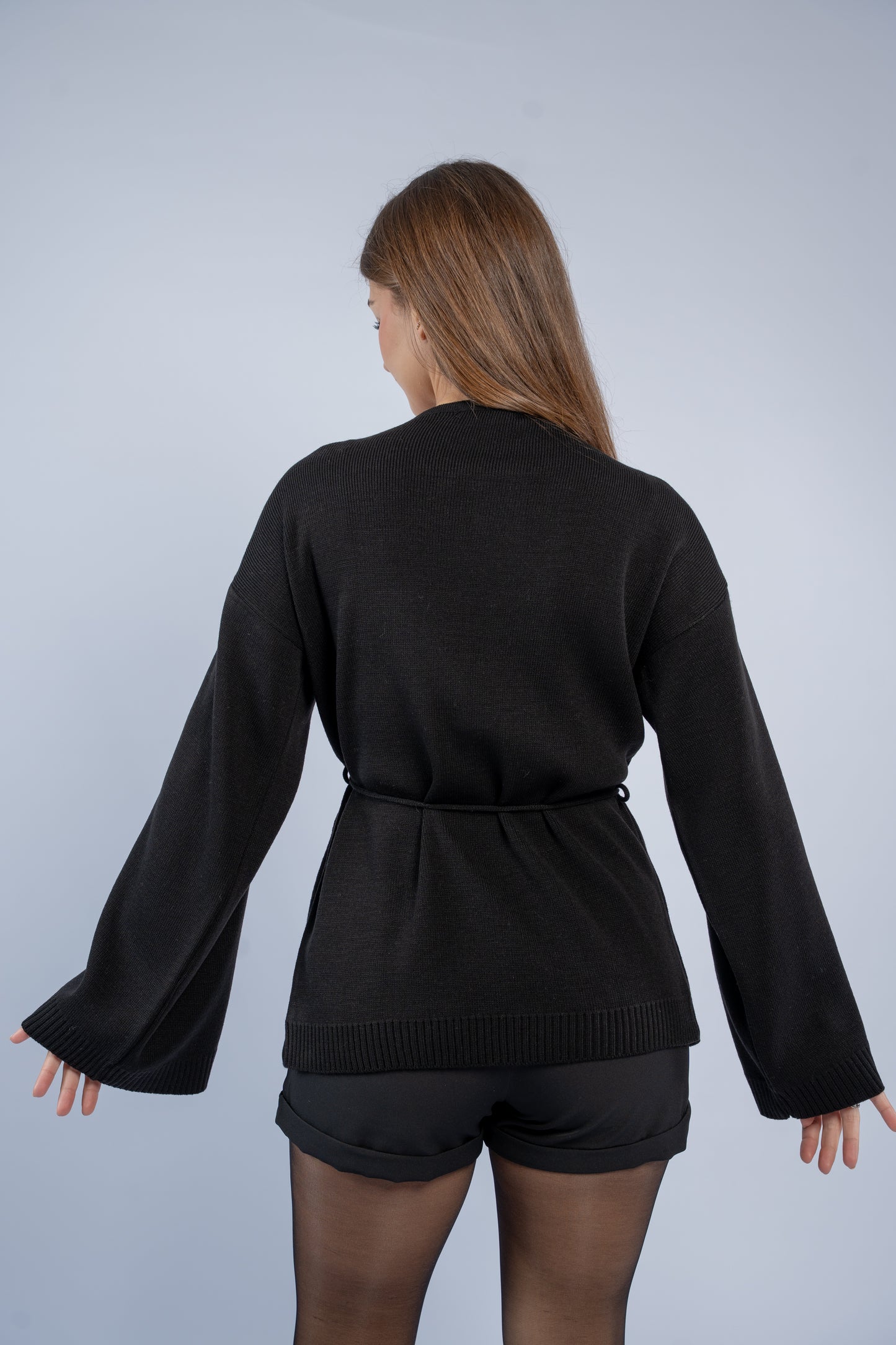 Tie-waist knit cardigan