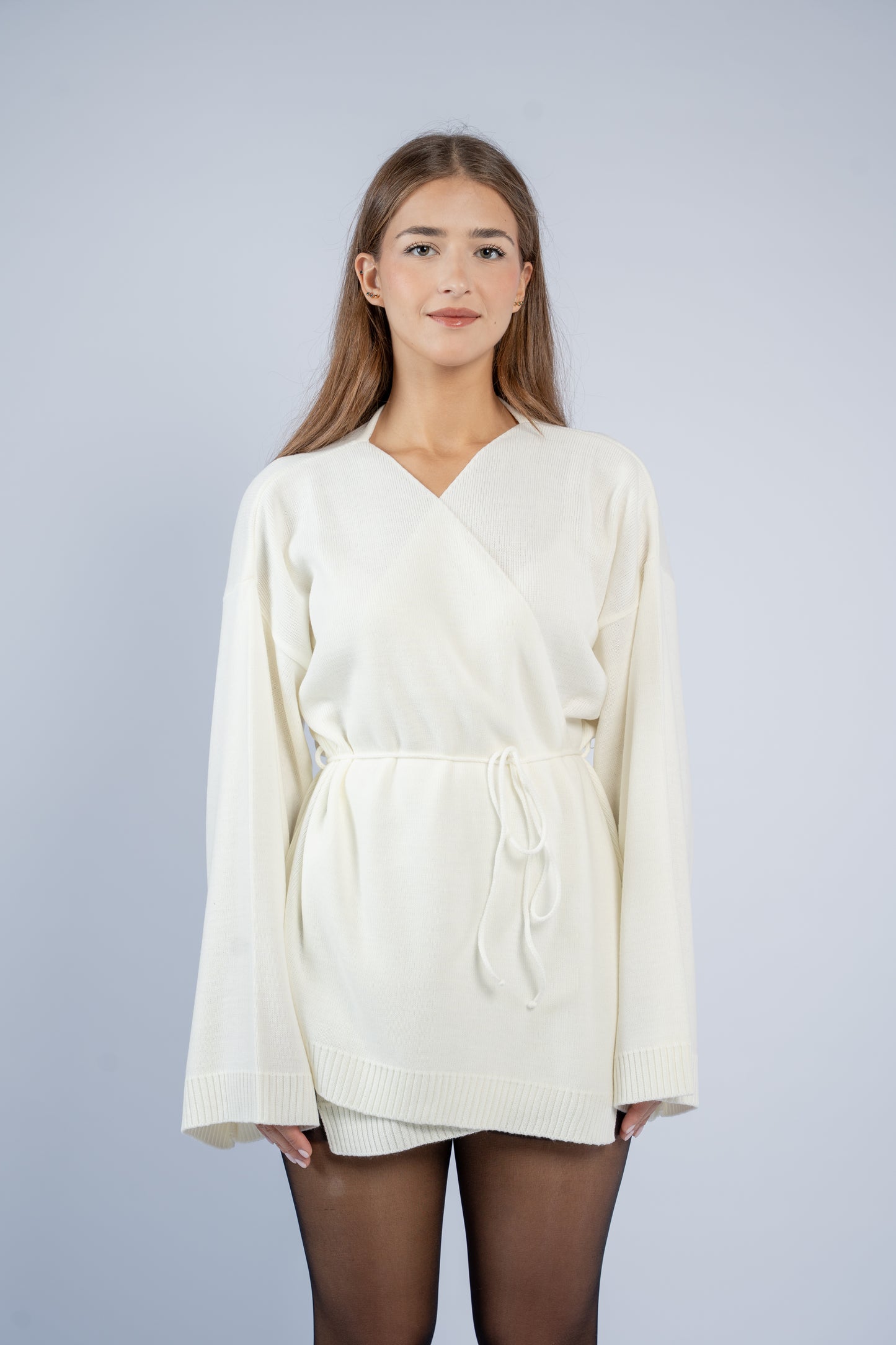 Tie-waist knit cardigan