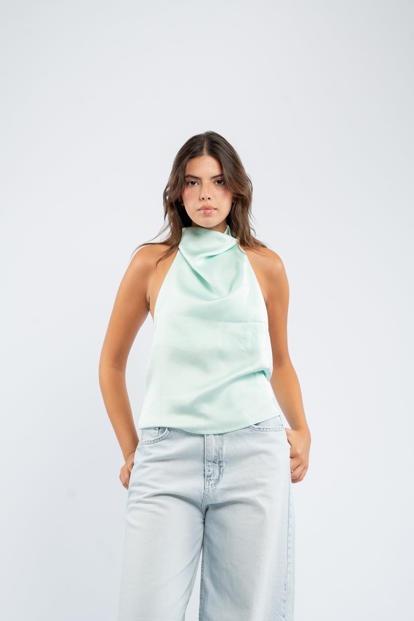 Halter silk top