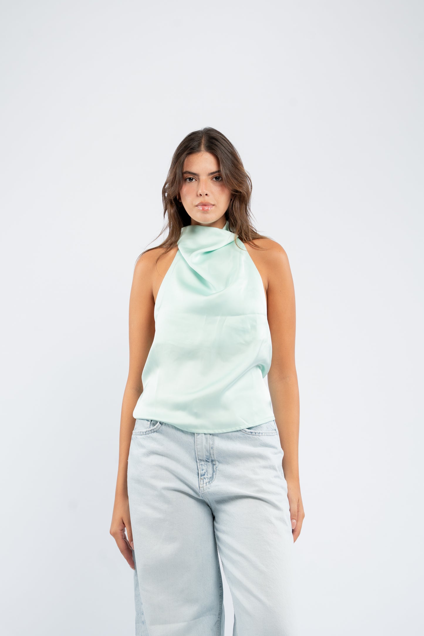 Halter silk top