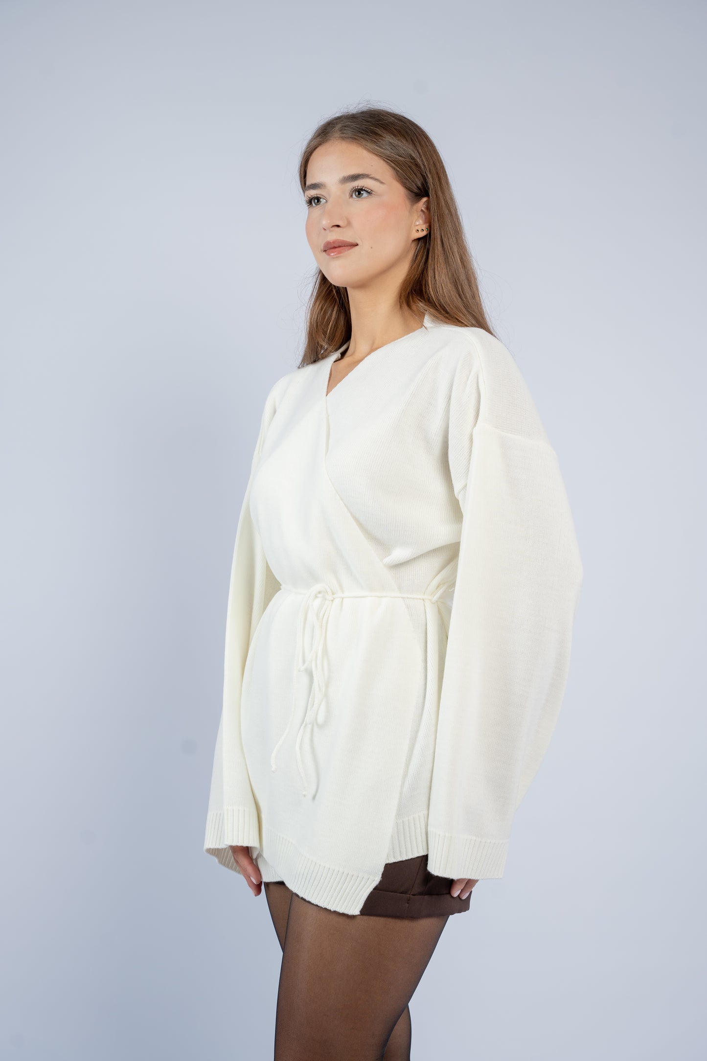 Tie-waist knit cardigan