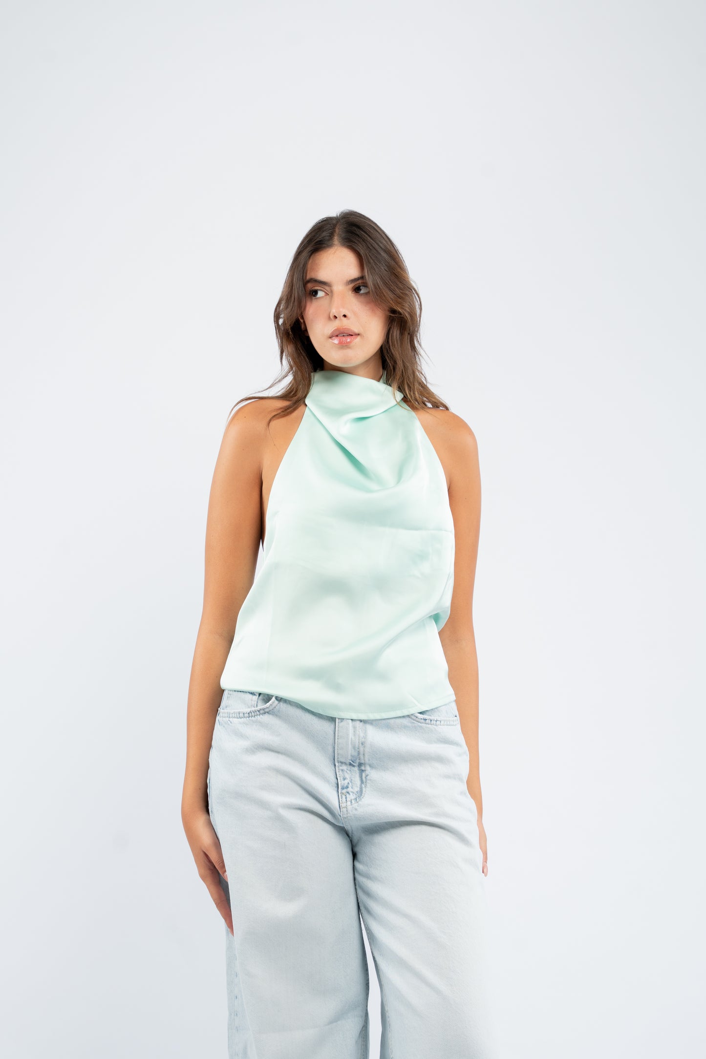 Halter silk top