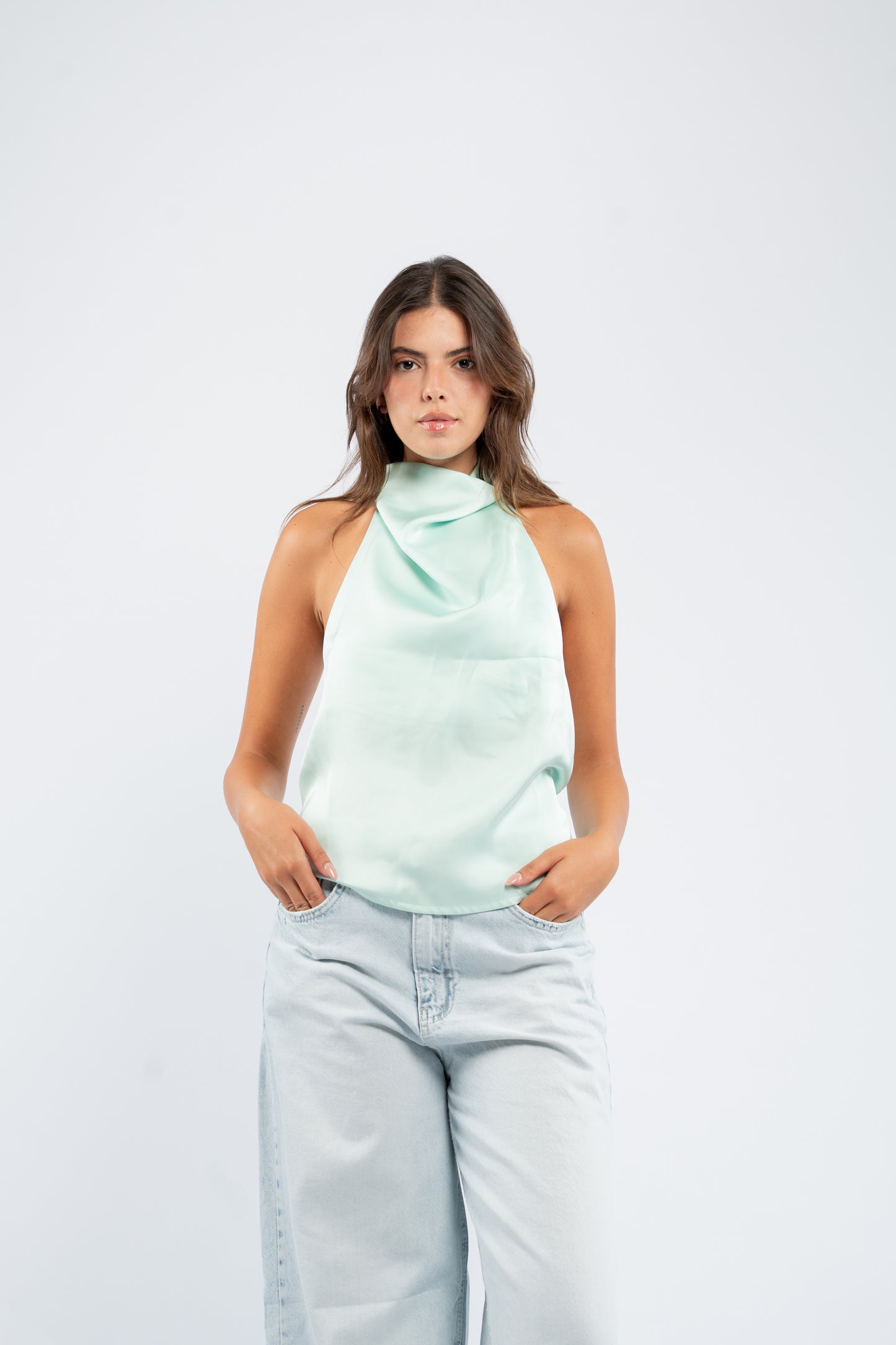 Halter silk top