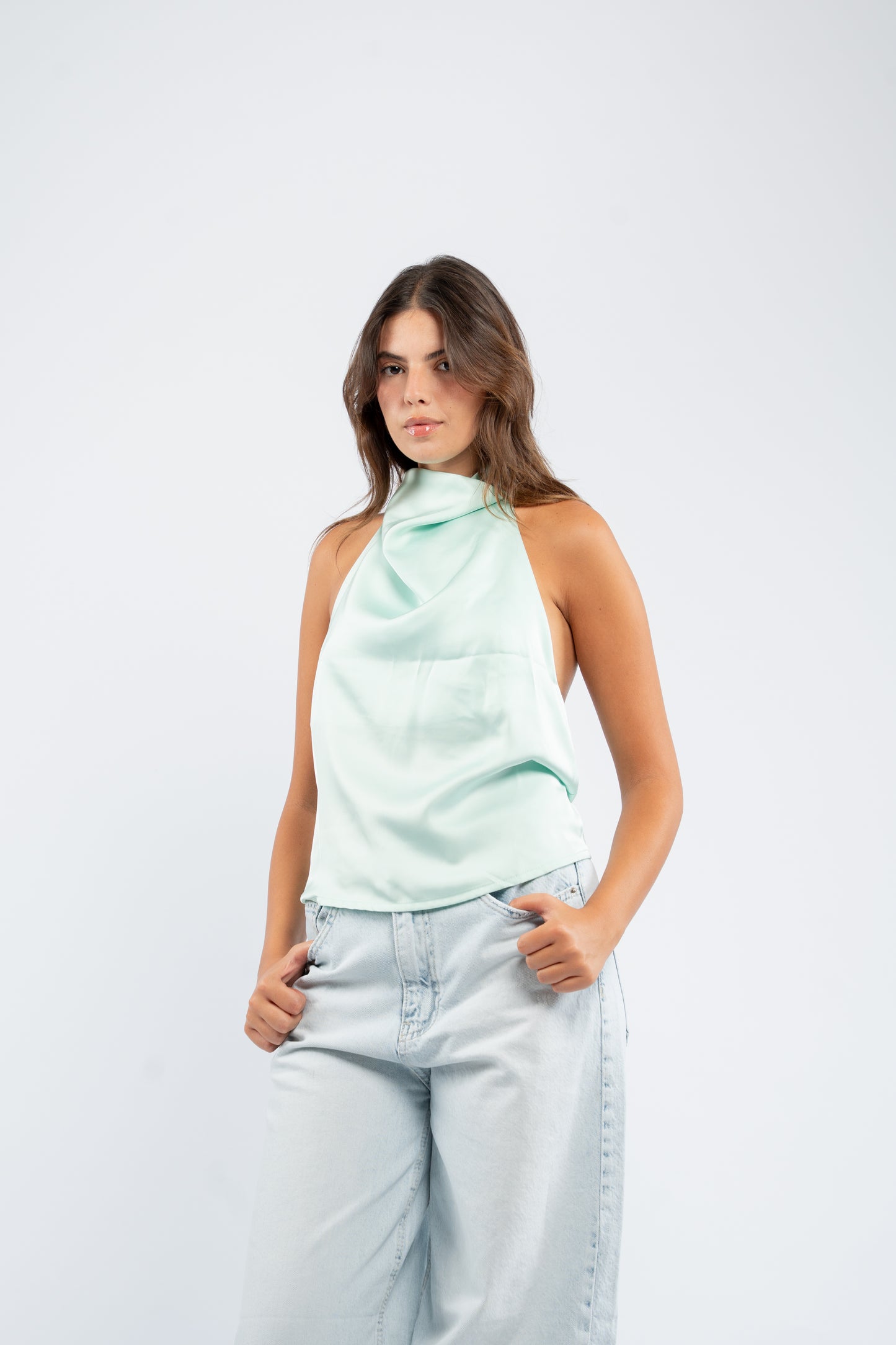 Halter silk top