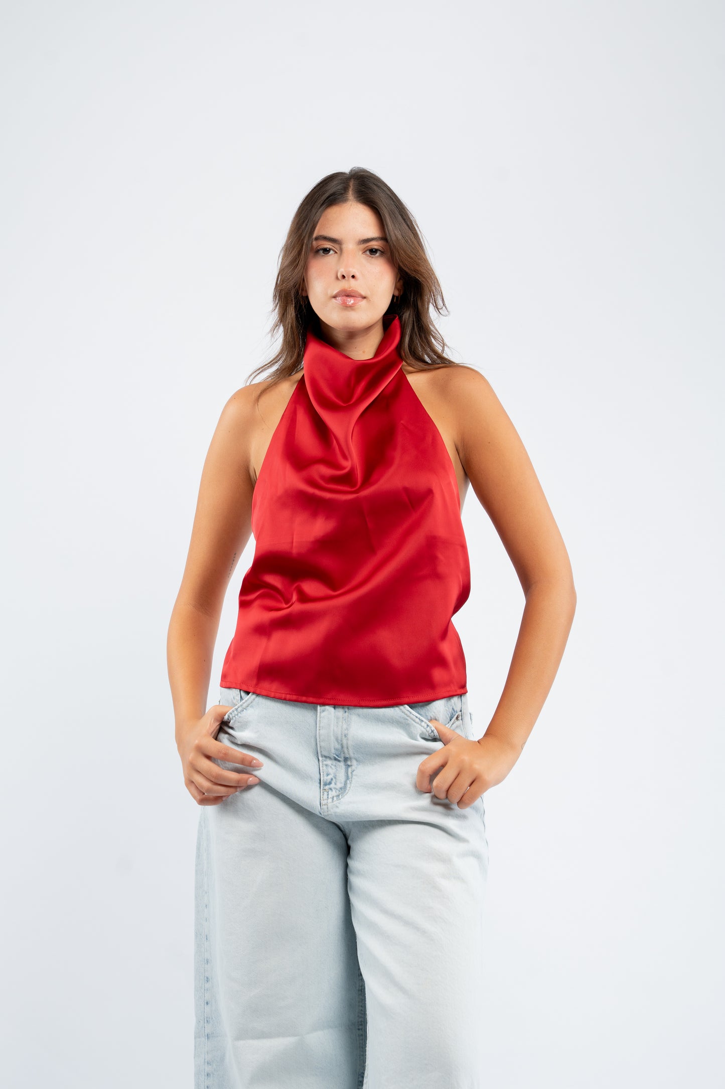 Halter silk top