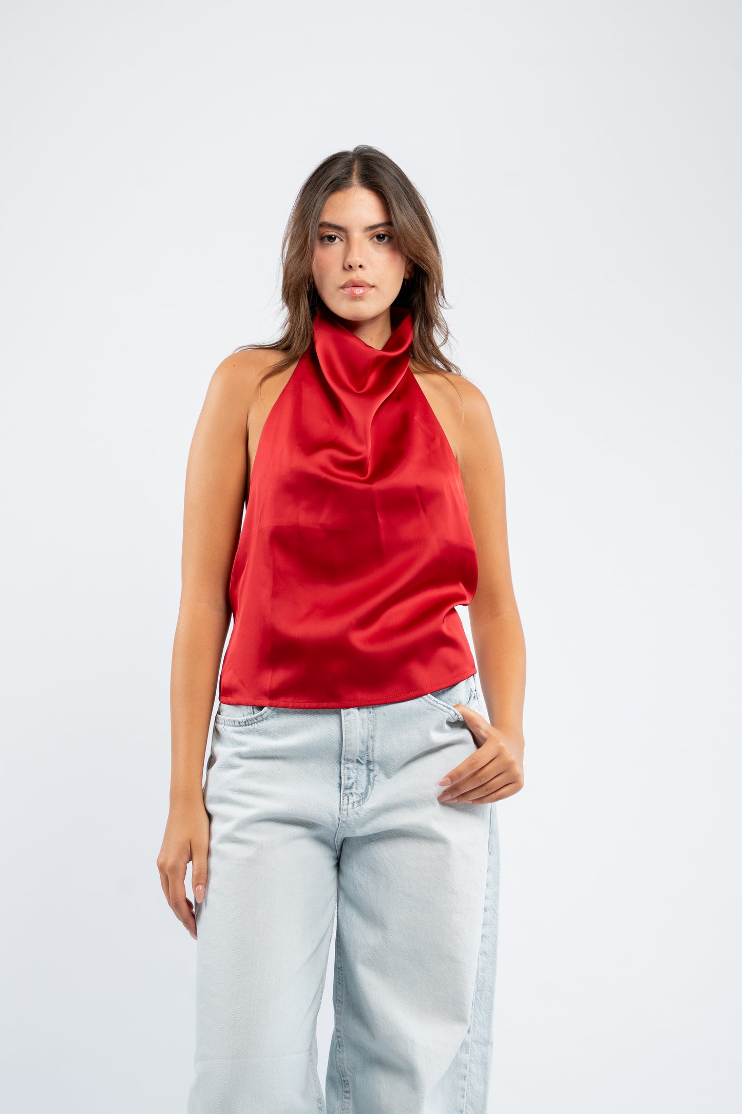 Halter silk top