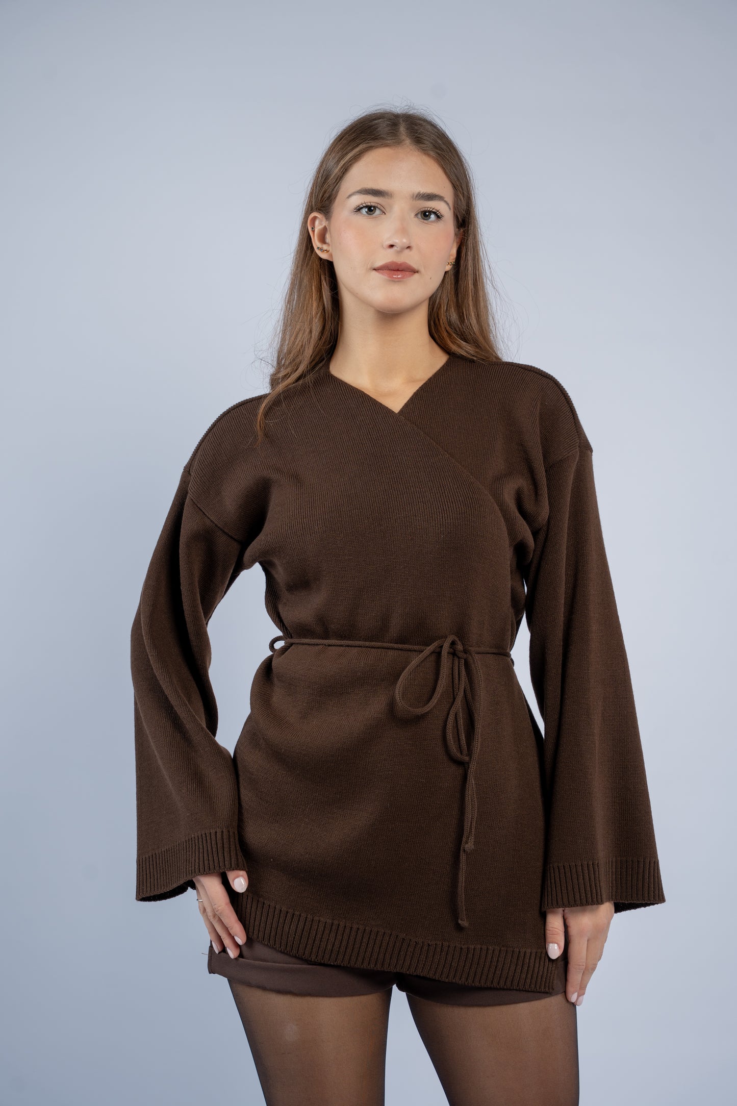 Tie-waist knit cardigan