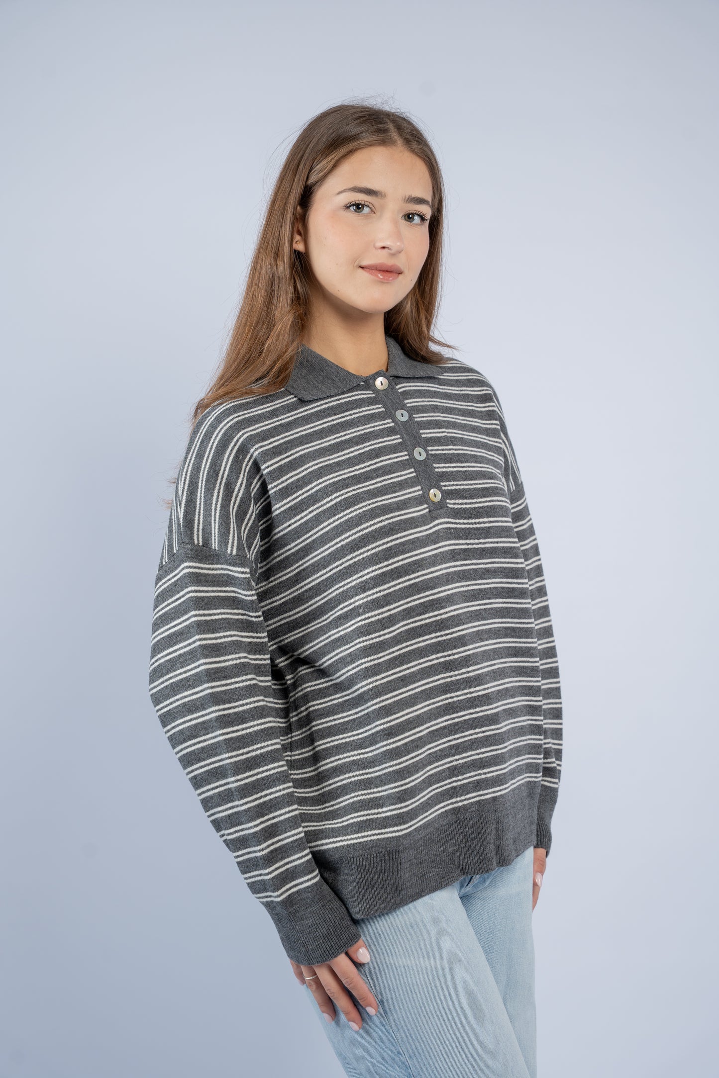Buttoned knit polo
