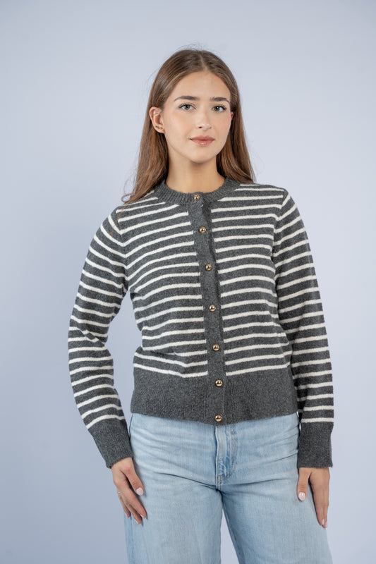 Striped knit cardigan