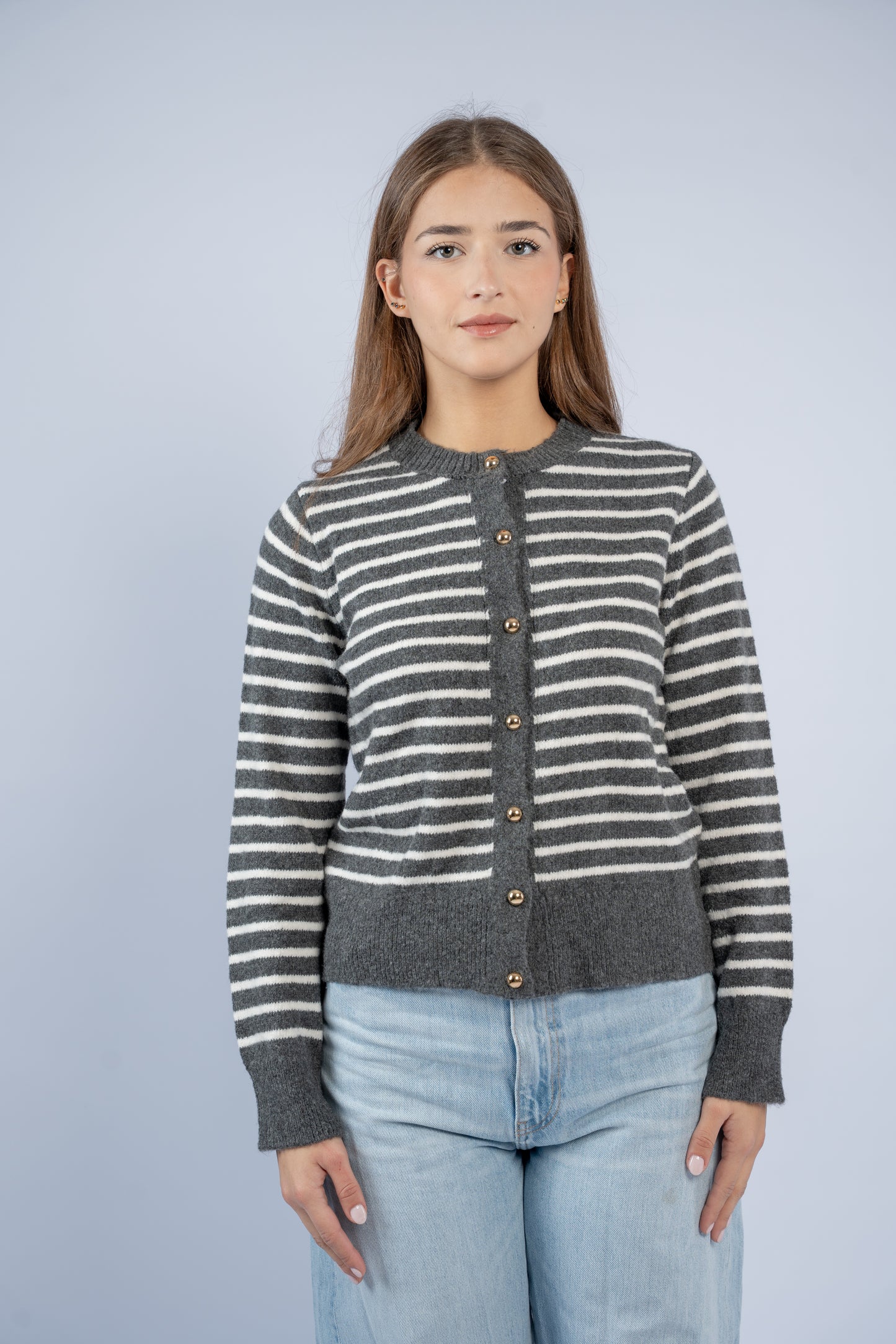 Striped knit cardigan