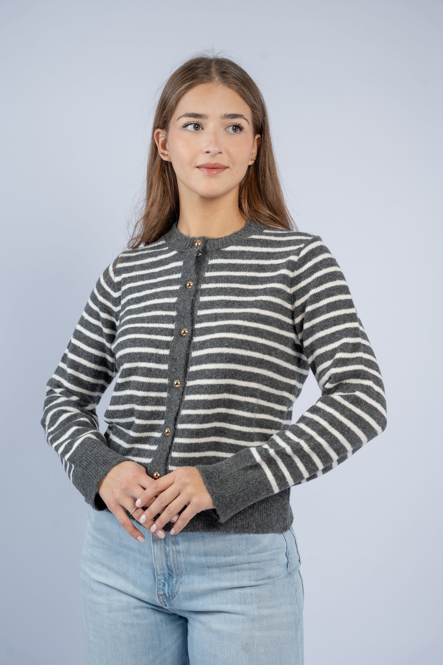 Striped knit cardigan