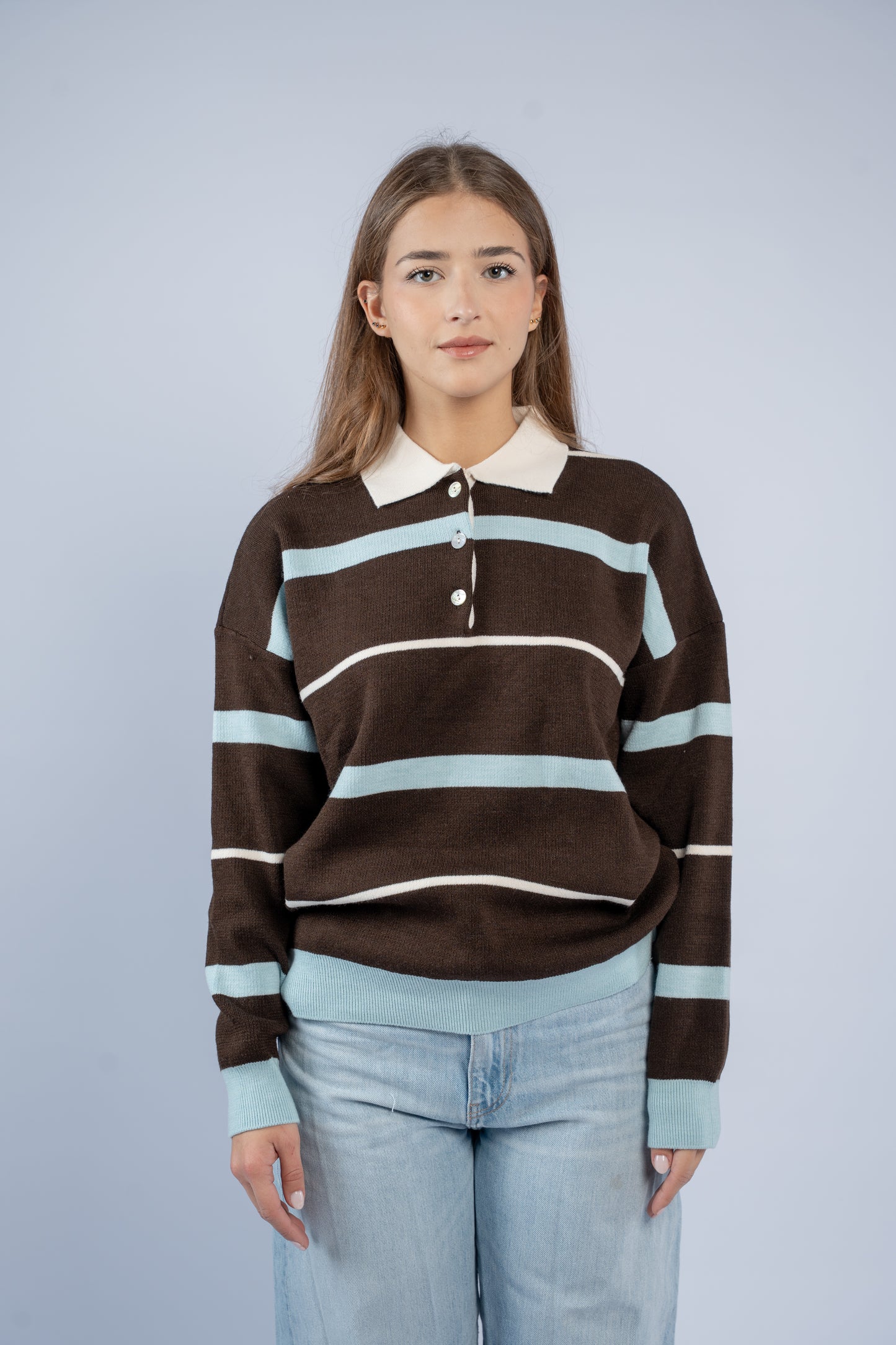 Buttoned knit polo