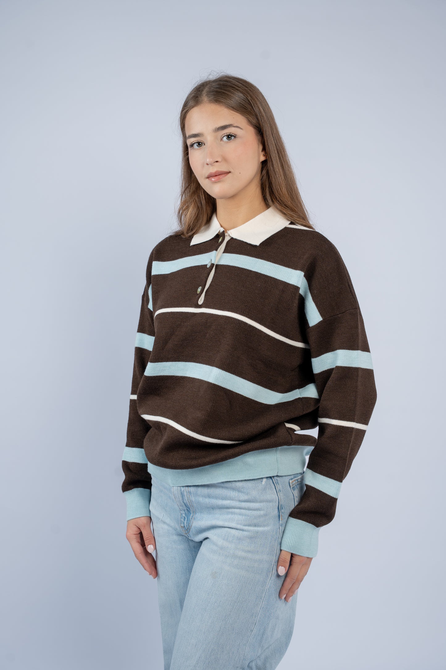 Buttoned knit polo