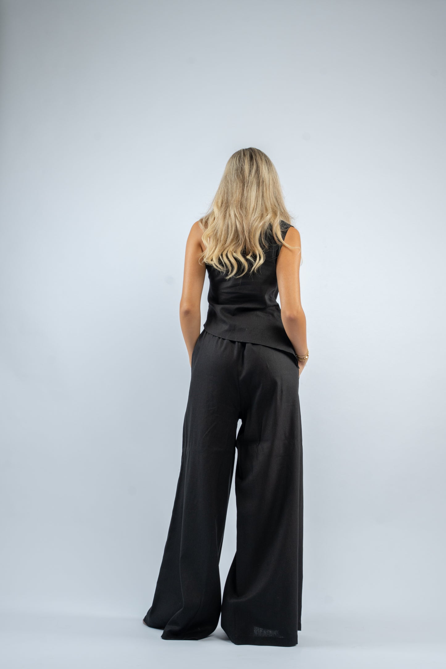 One shoulder linen set