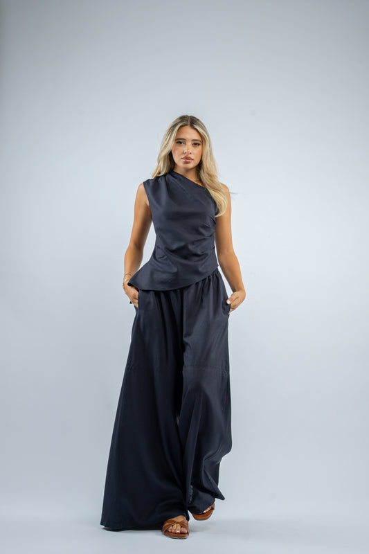 One shoulder linen set