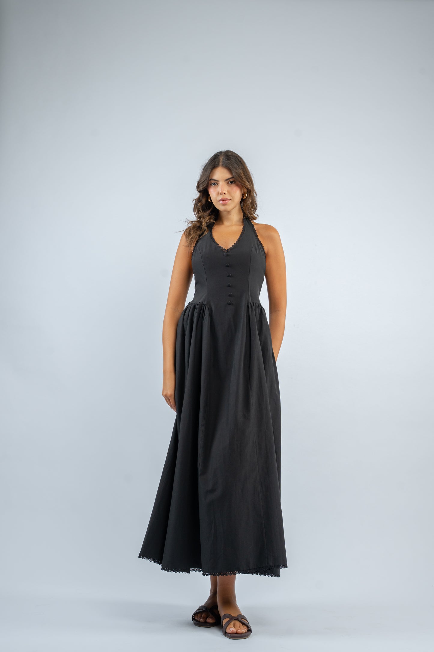 Halter button dress