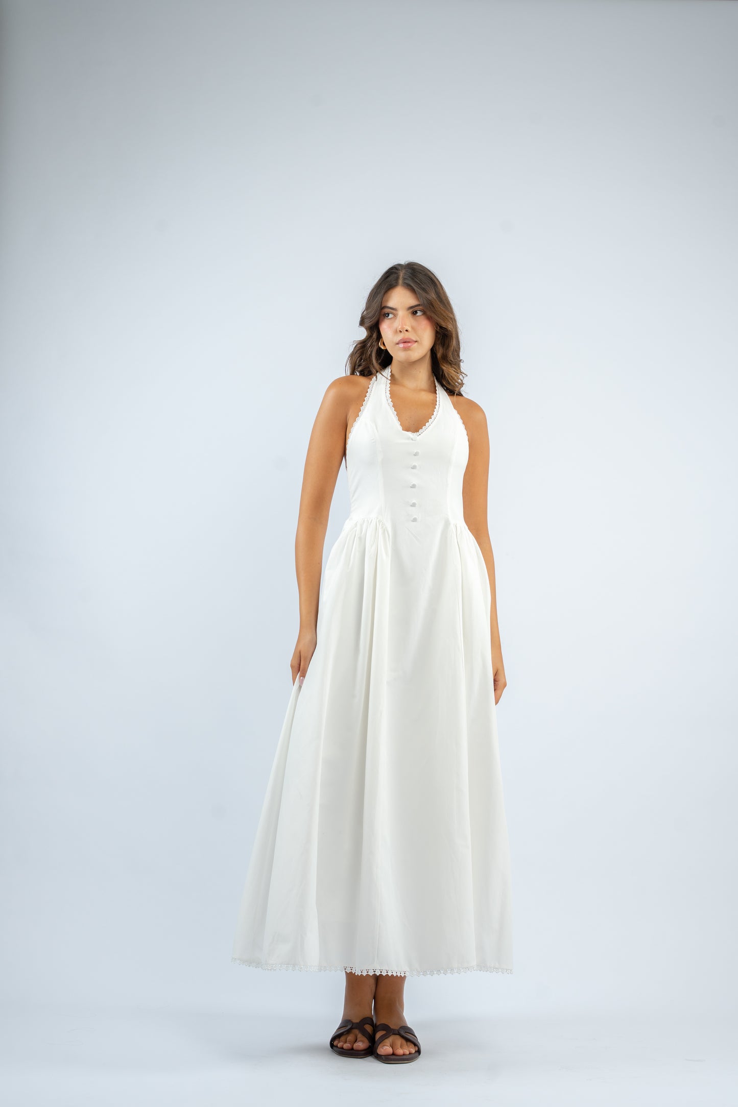 Halter button dress