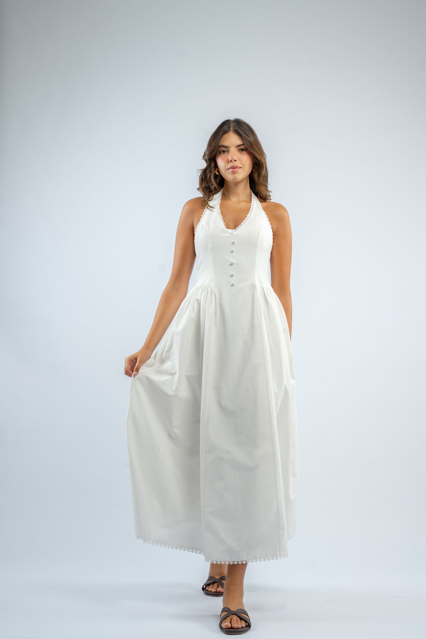 Halter button dress