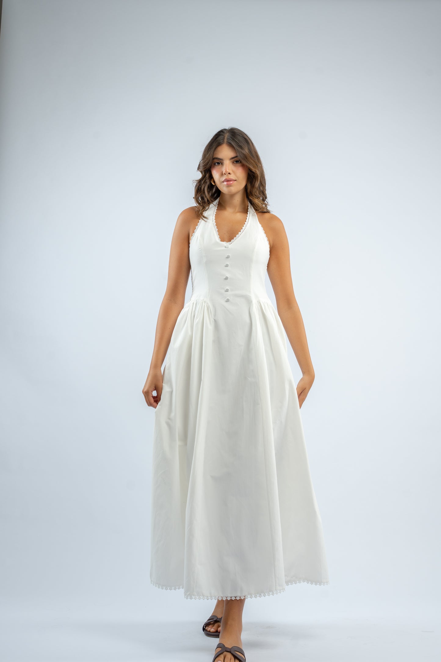 Halter button dress