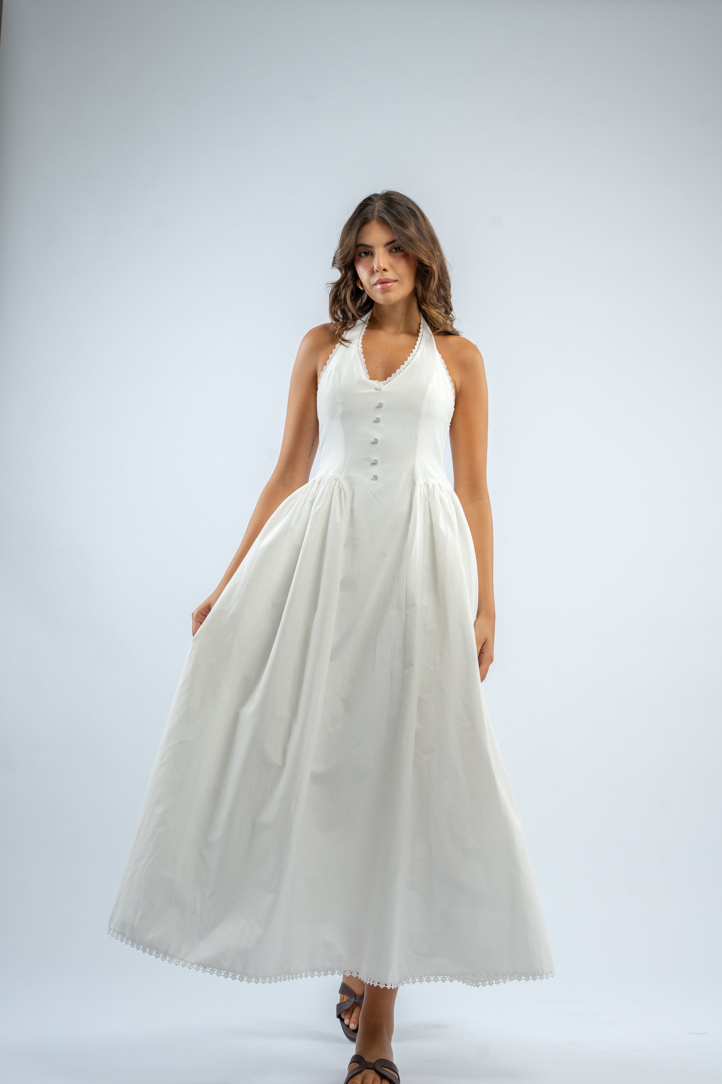 Halter button dress