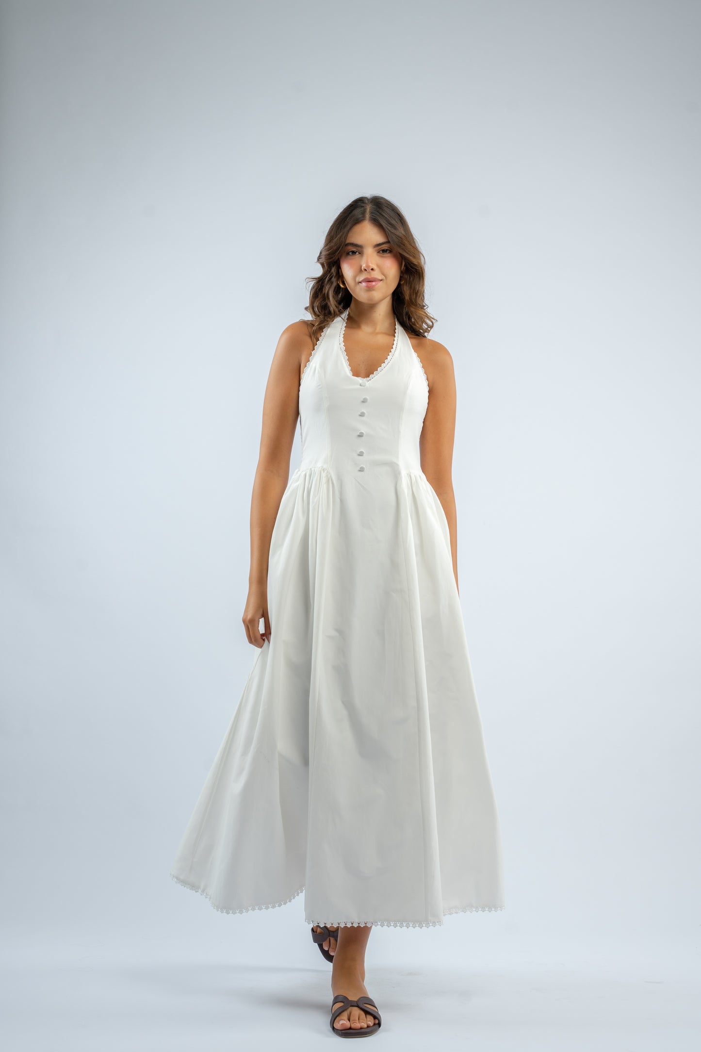 Halter button dress