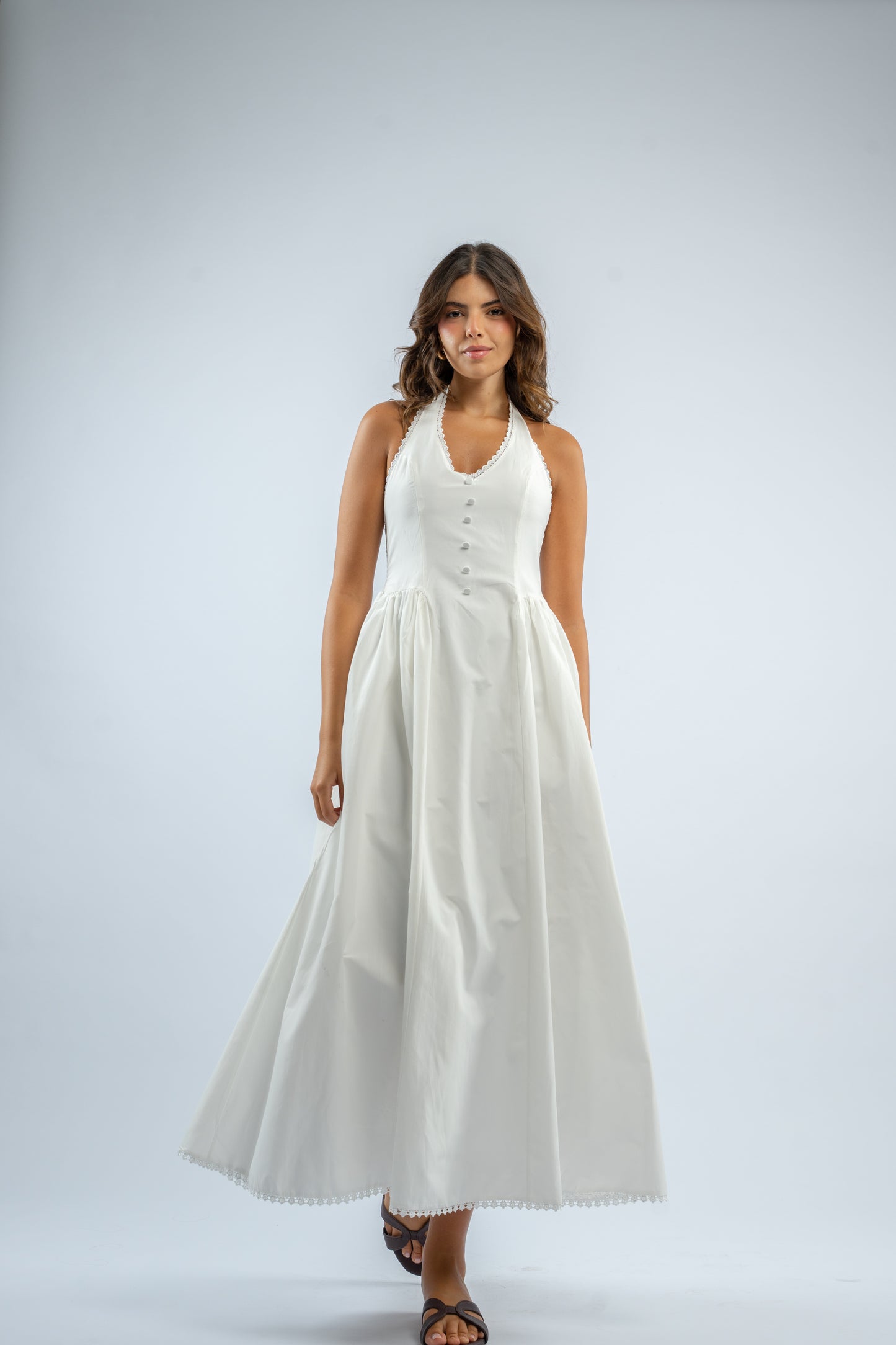 Halter button dress