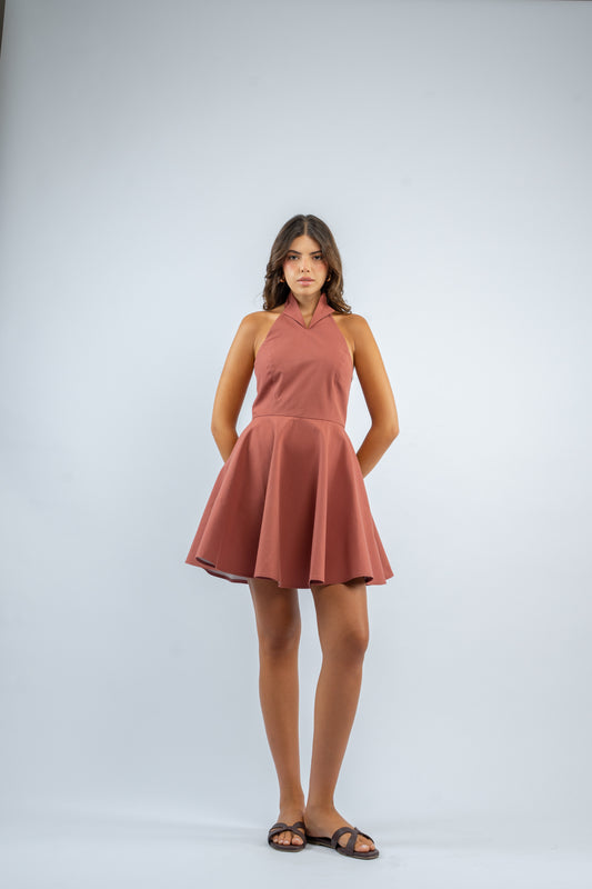 Sunset halter mini dress