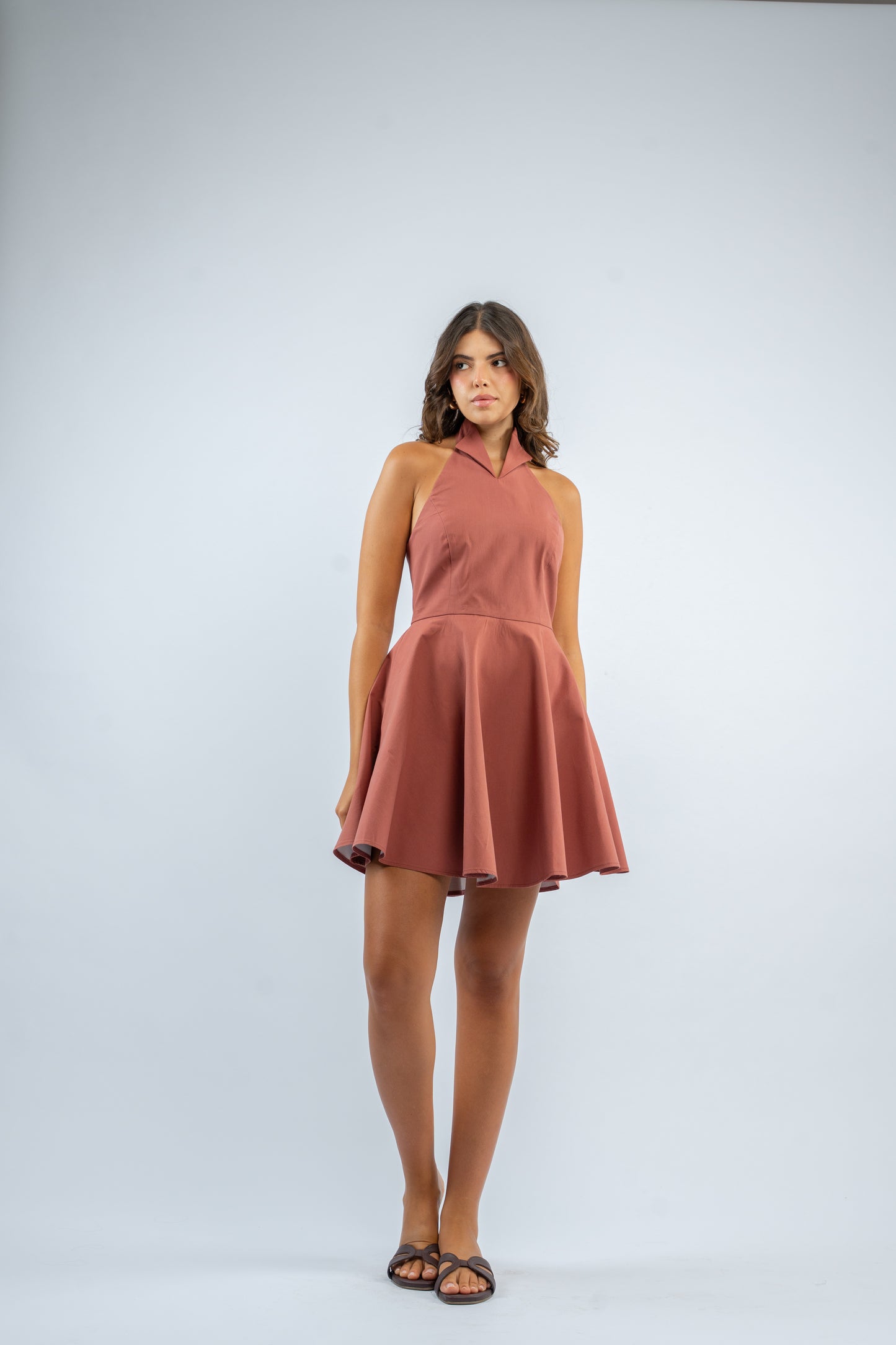 Sunset halter mini dress