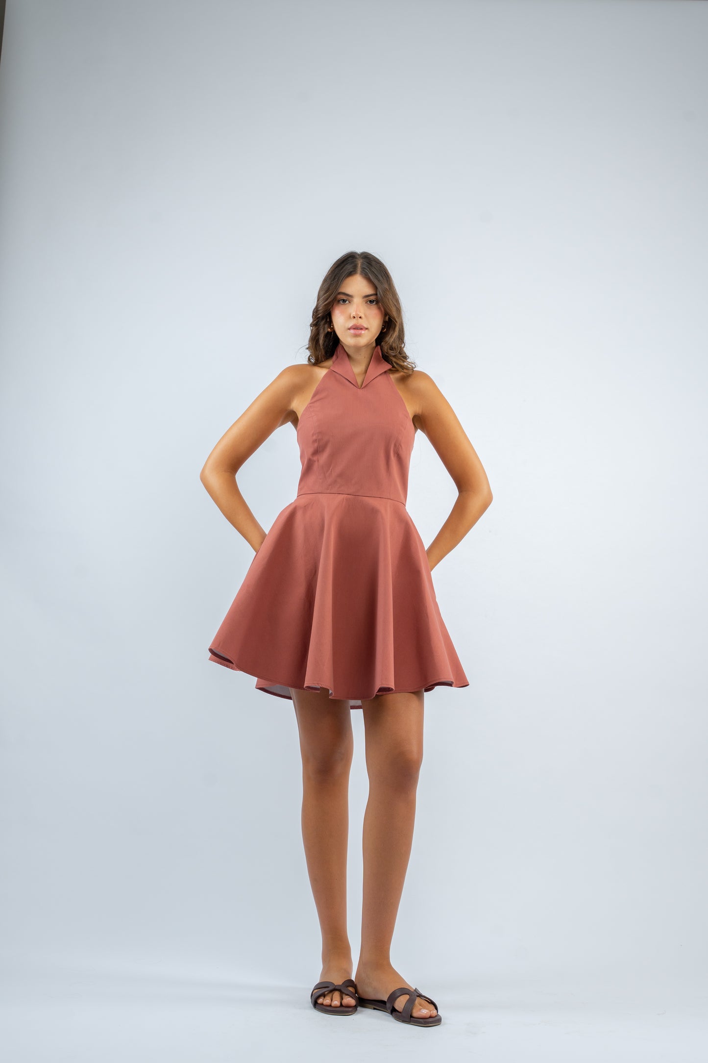 Sunset halter mini dress