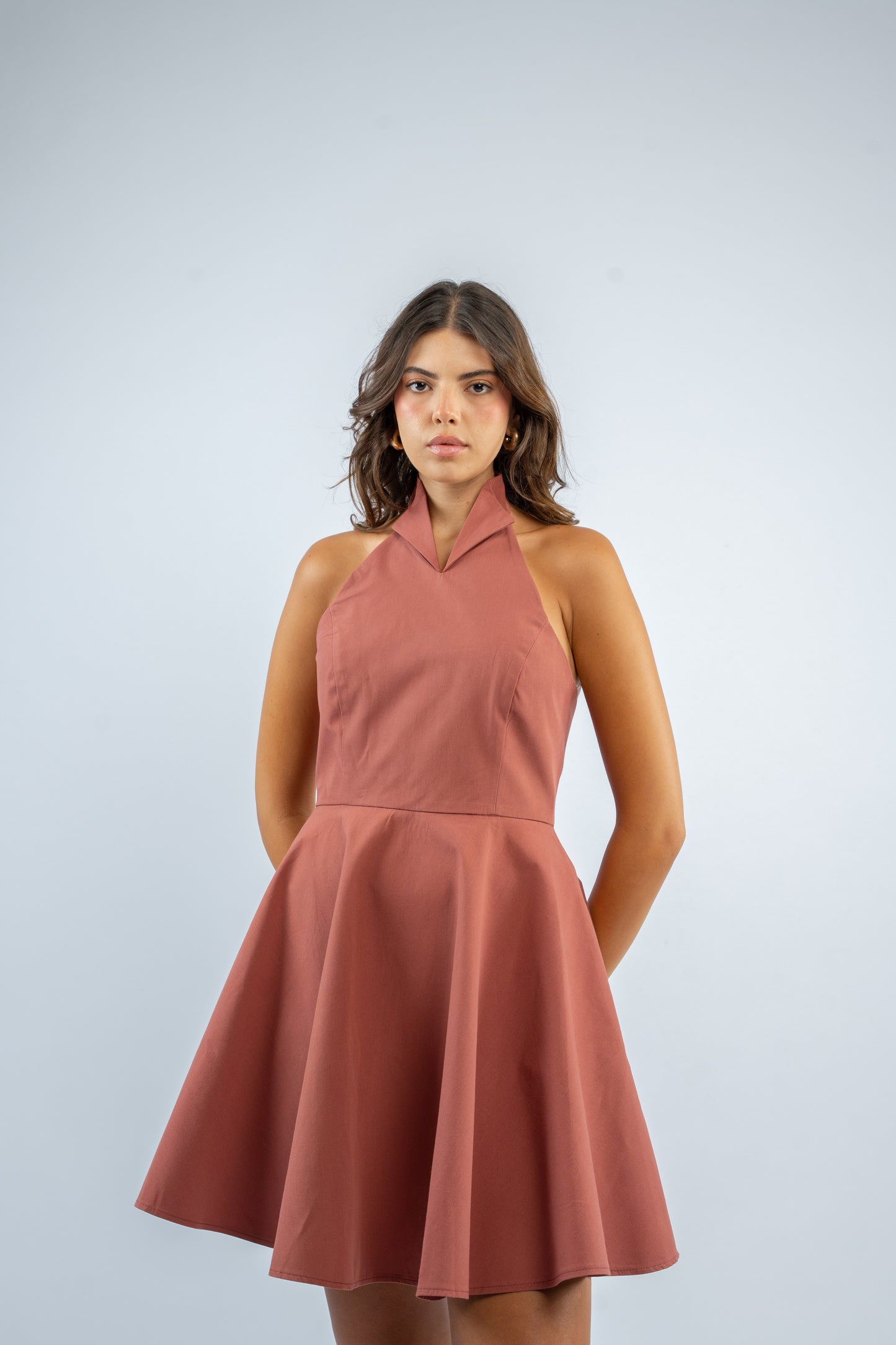 Sunset halter mini dress