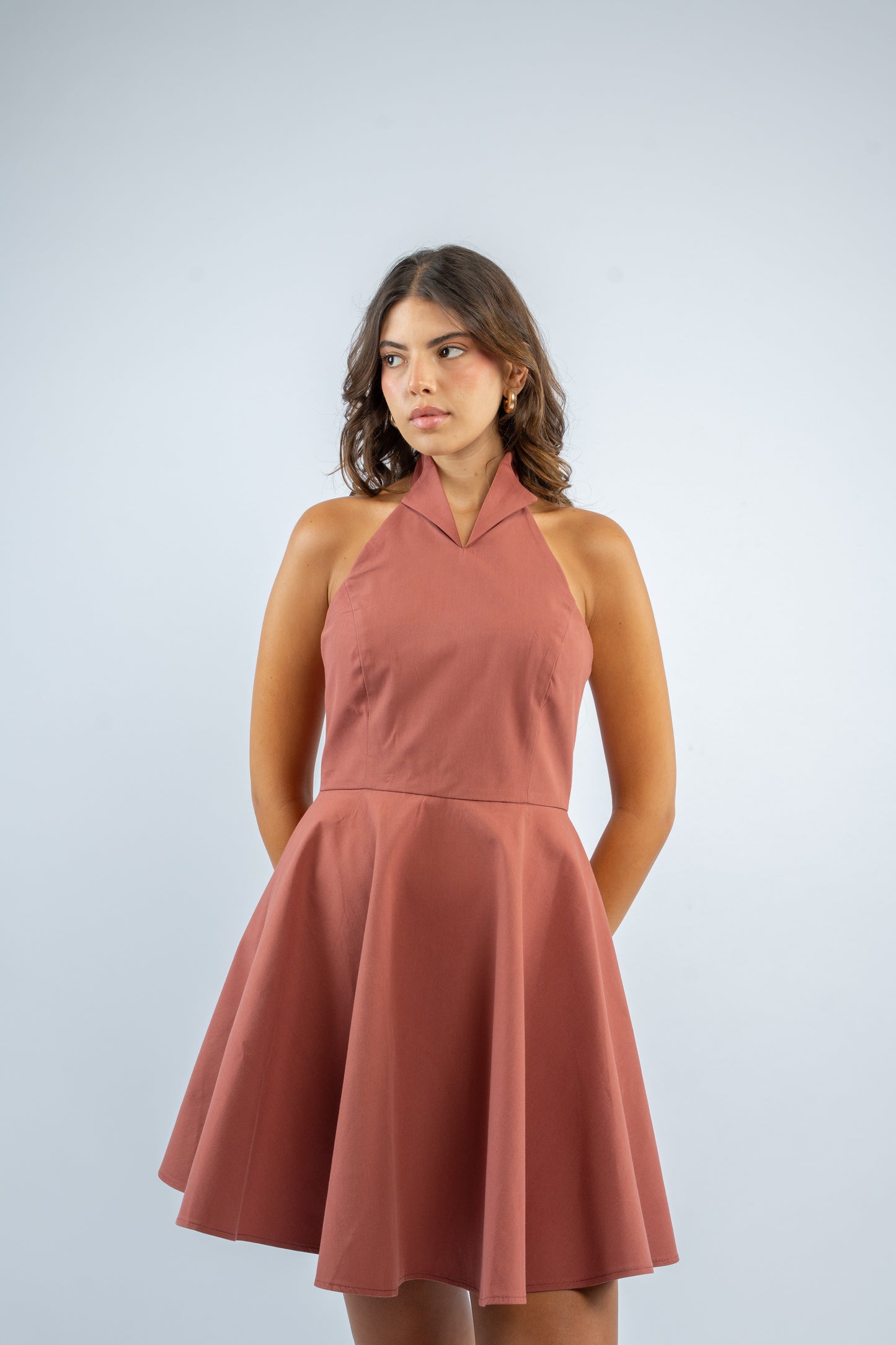 Sunset halter mini dress