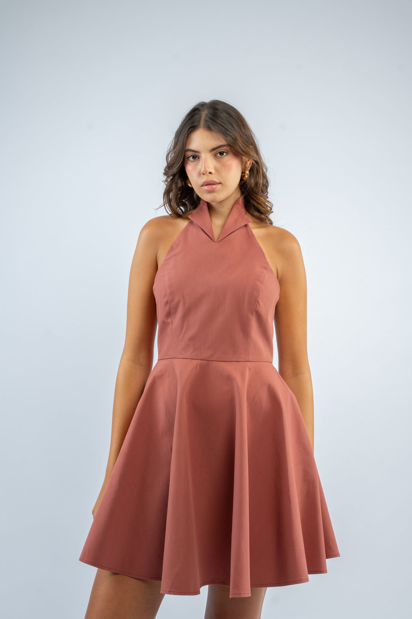 Sunset halter mini dress