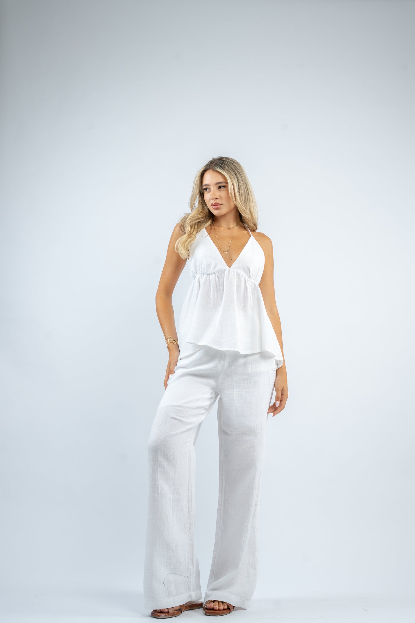 Flowy halter linen set