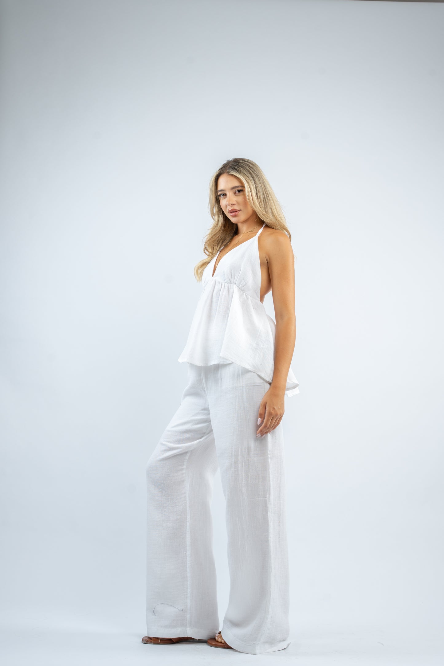 Flowy halter linen set