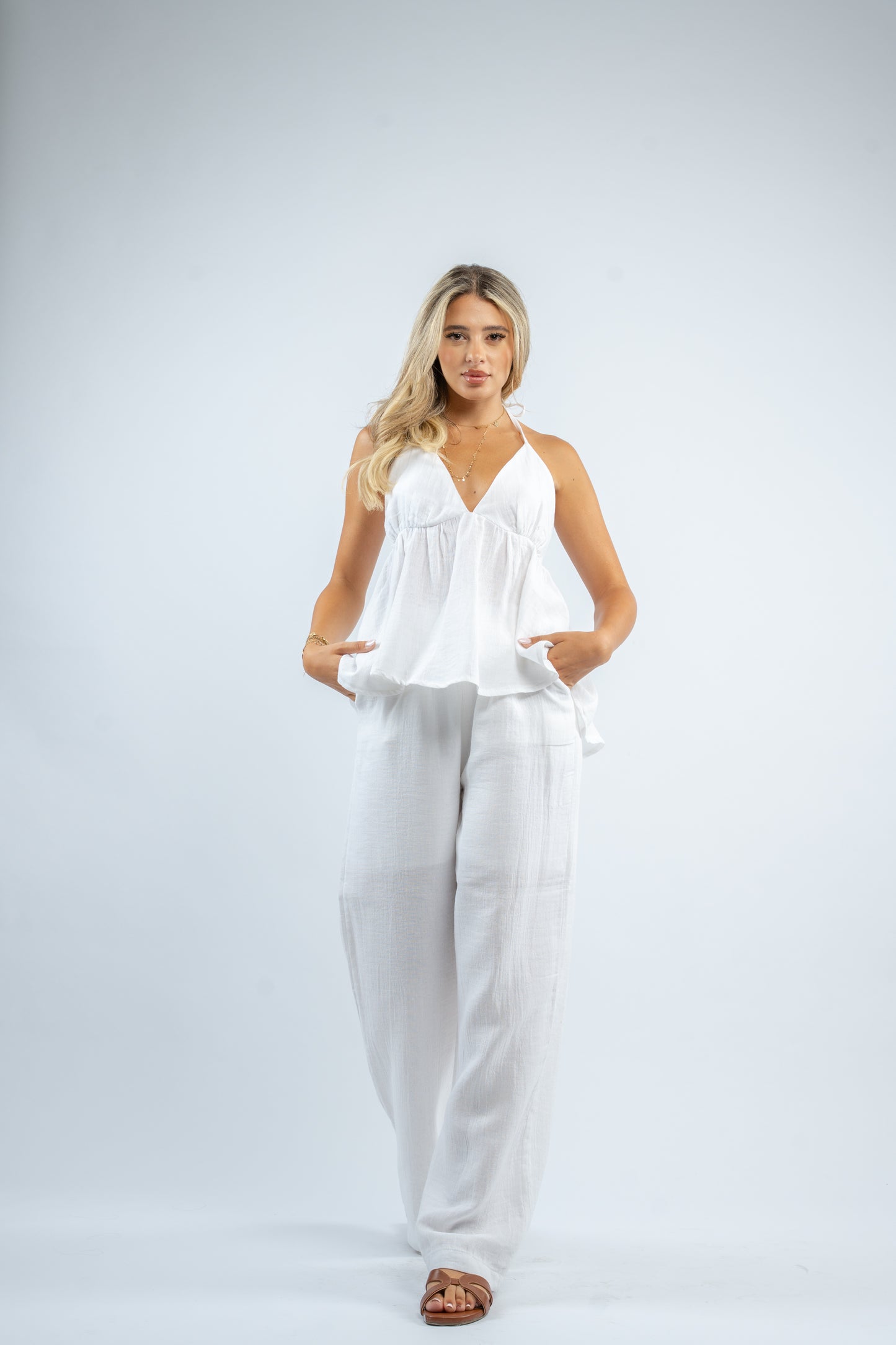 Flowy halter linen set