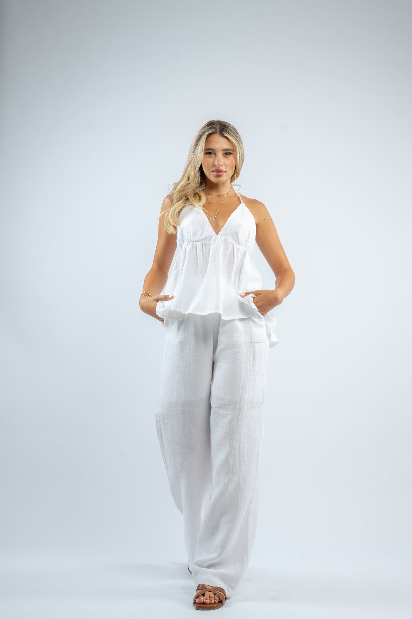 Flowy halter linen set