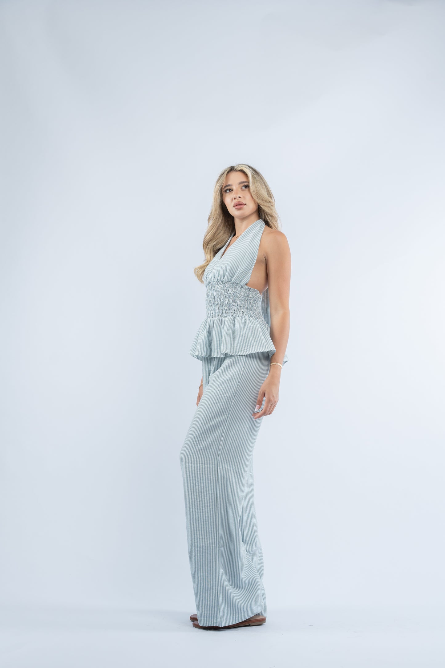 Linen halter neck set