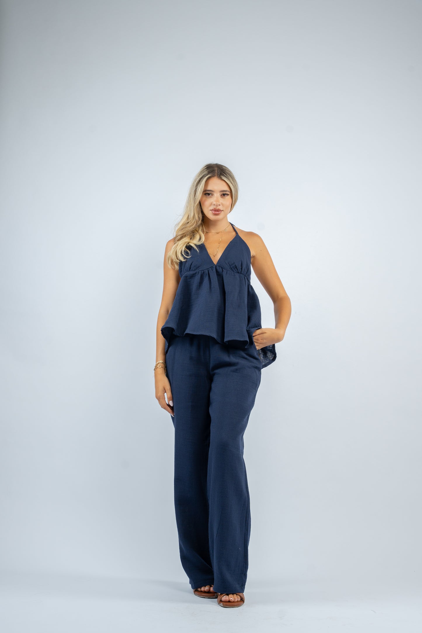Flowy halter linen set