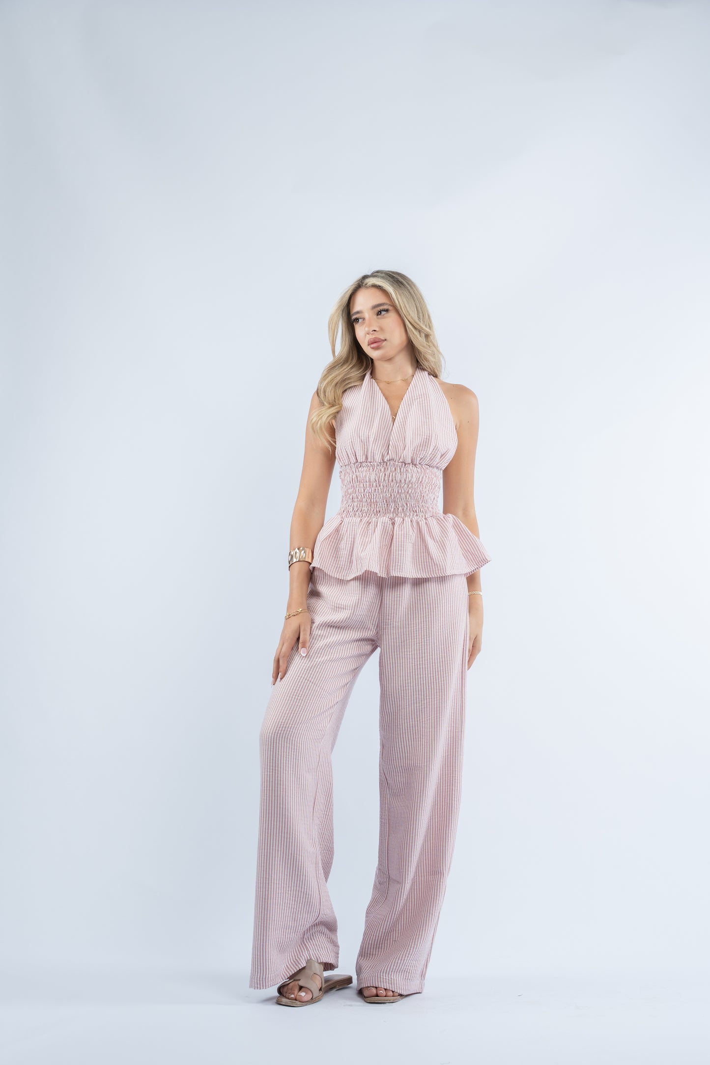 Linen halter neck set