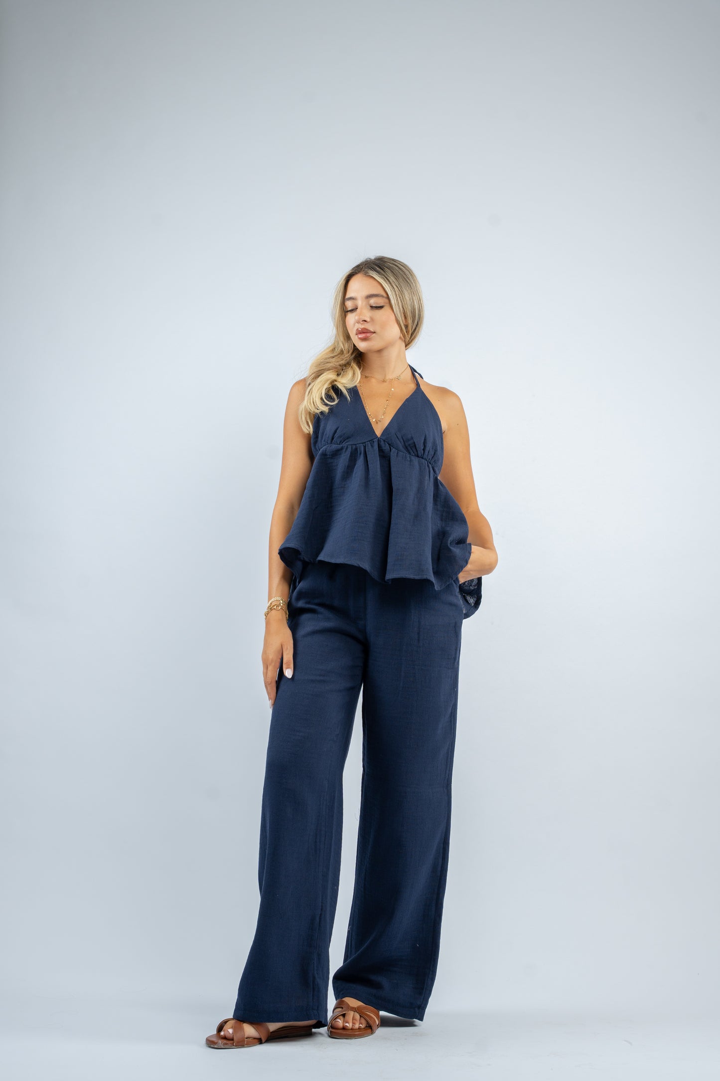 Flowy halter linen set
