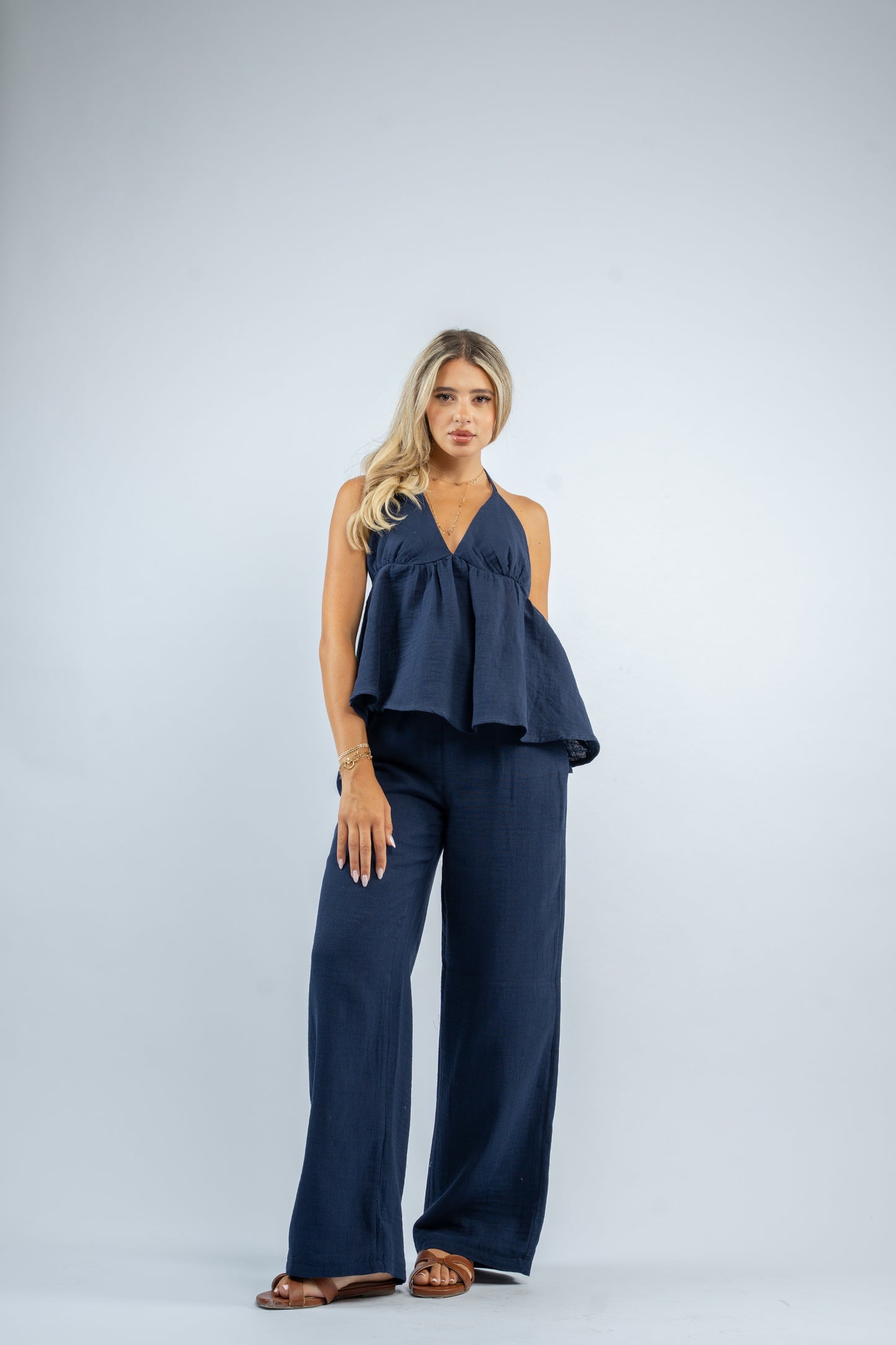Flowy halter linen set