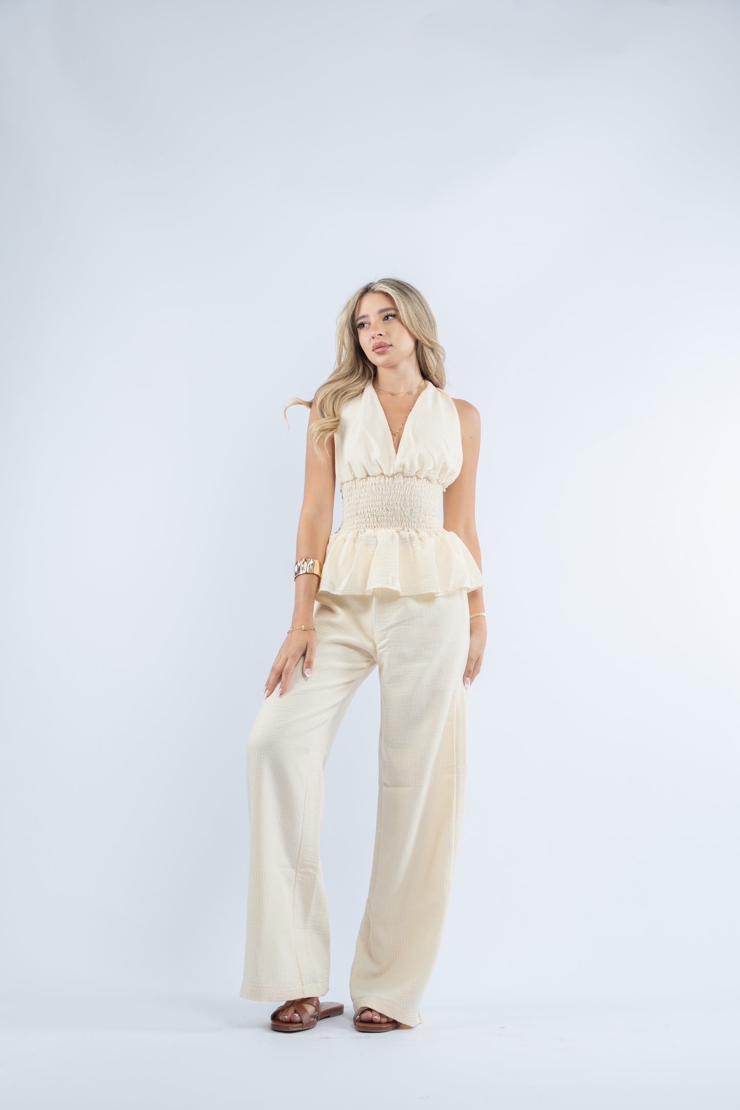 Linen halter neck set