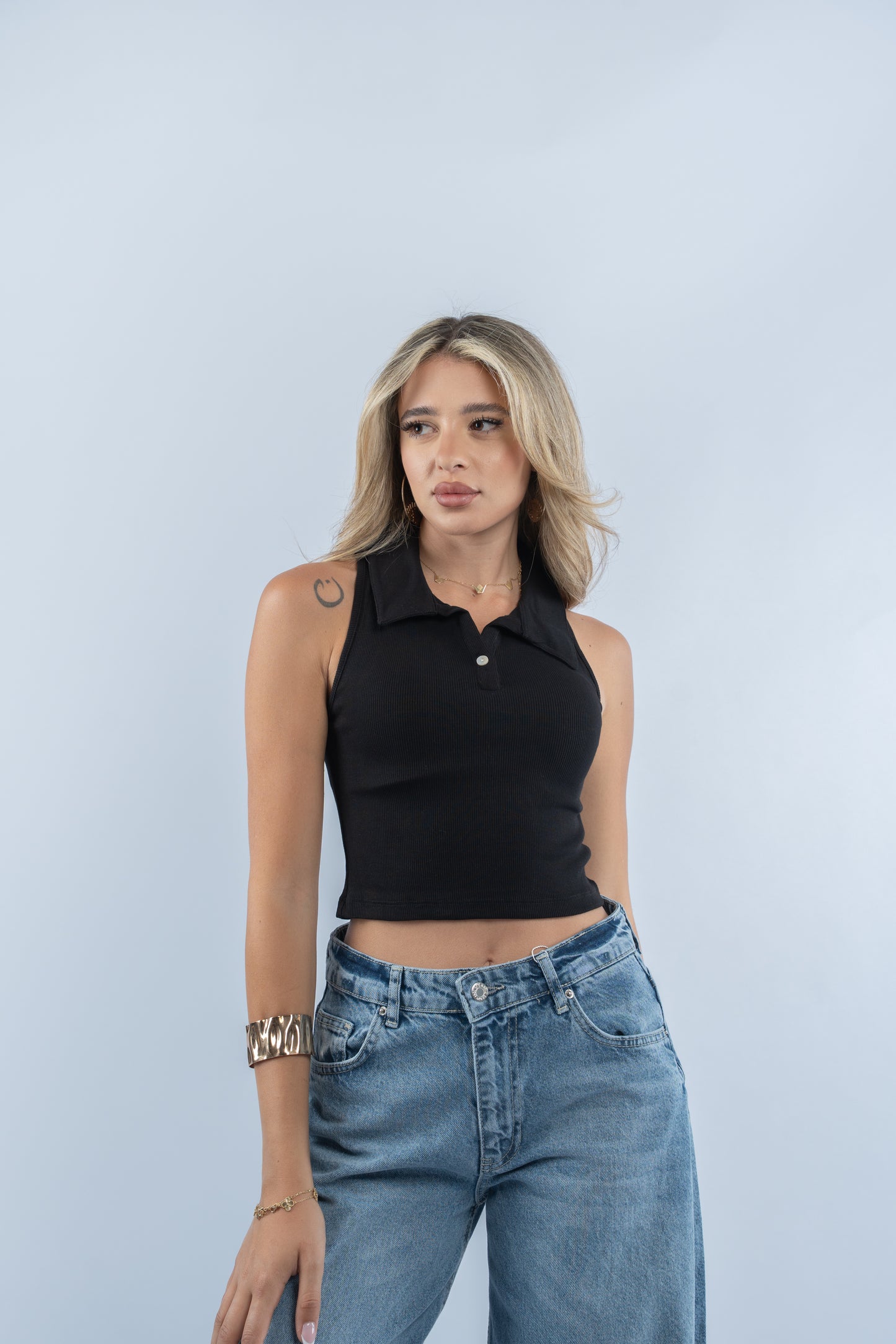 Ribbed polo top