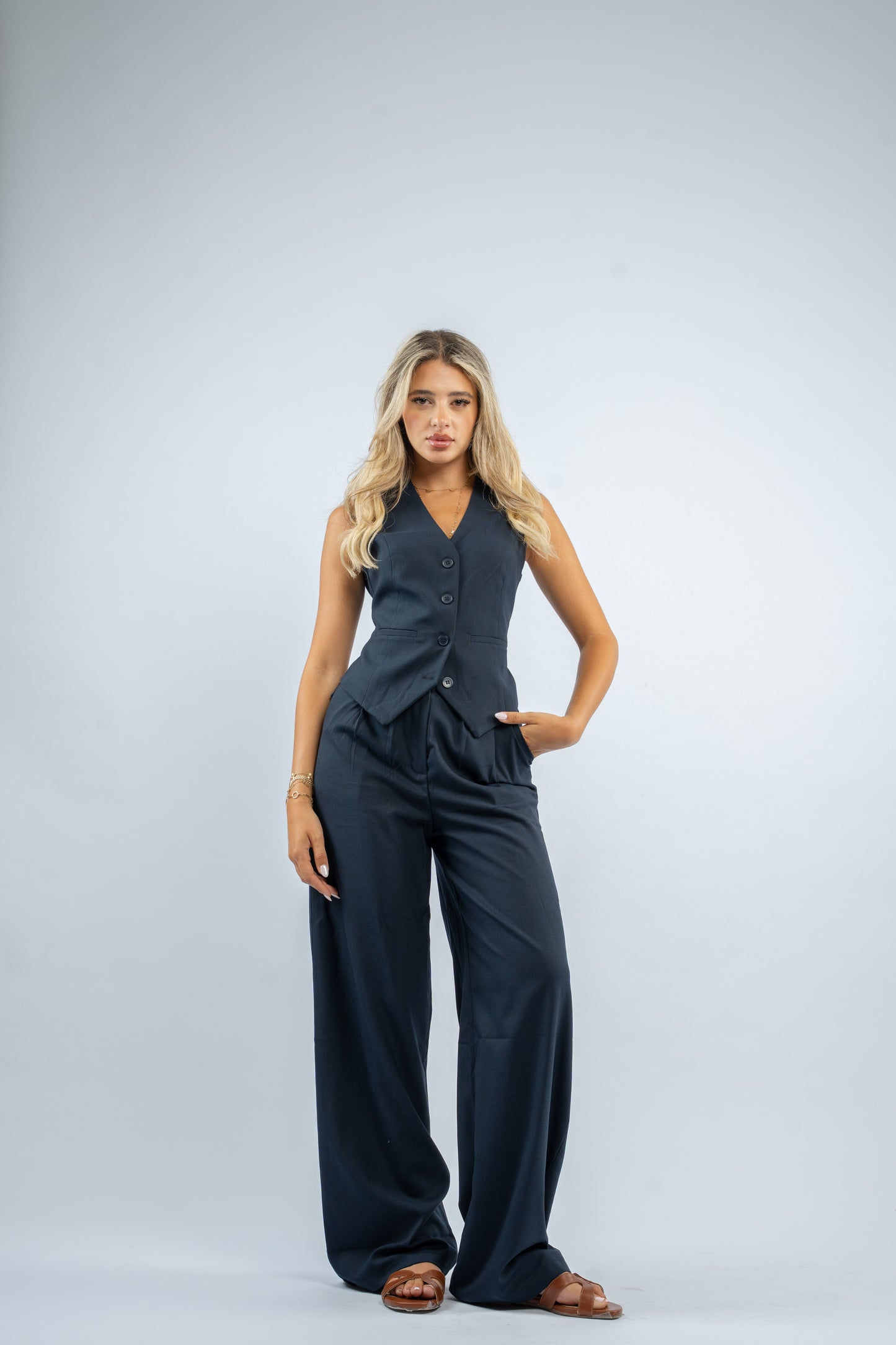 Belted co-ord vest set