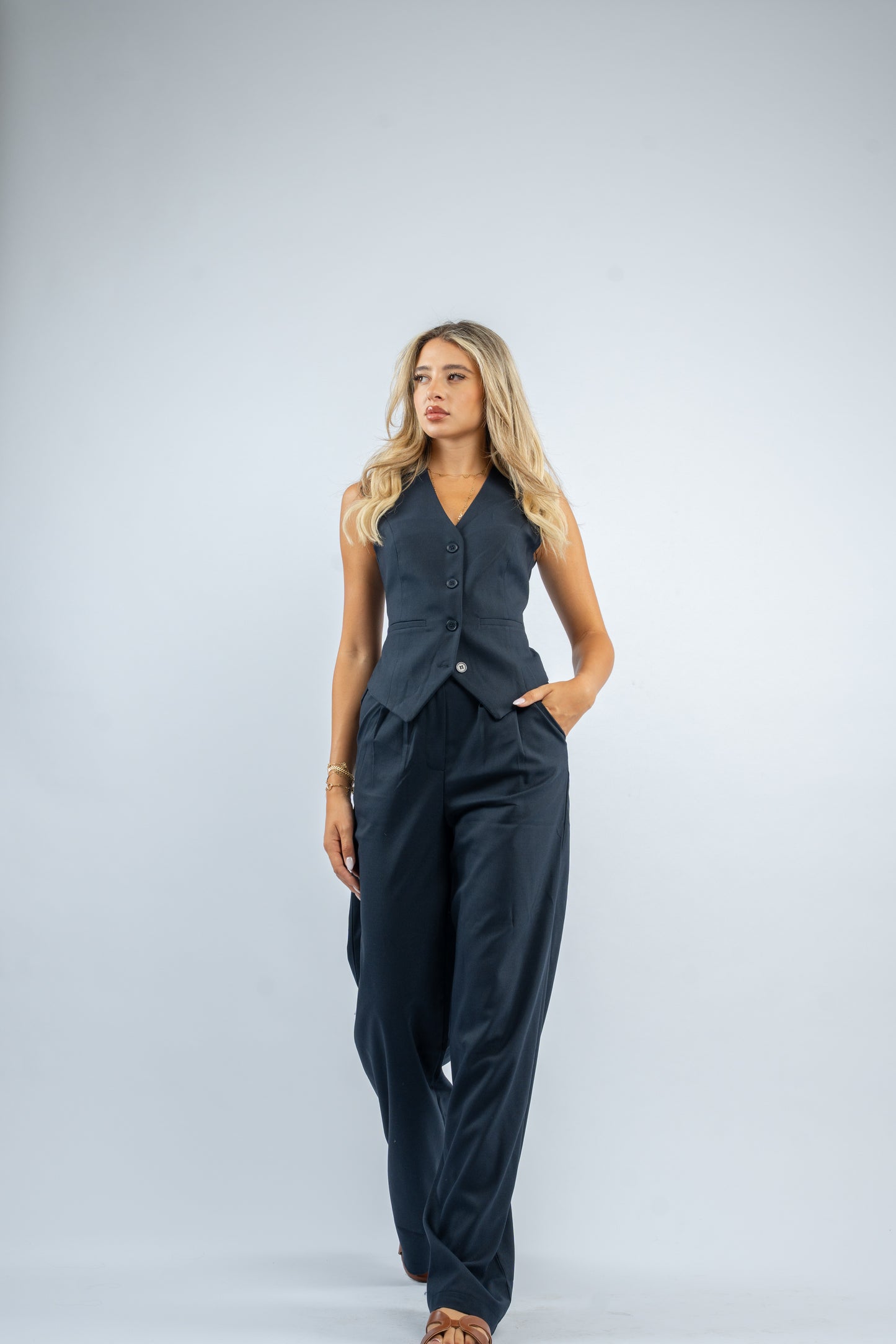 Belted co-ord vest set