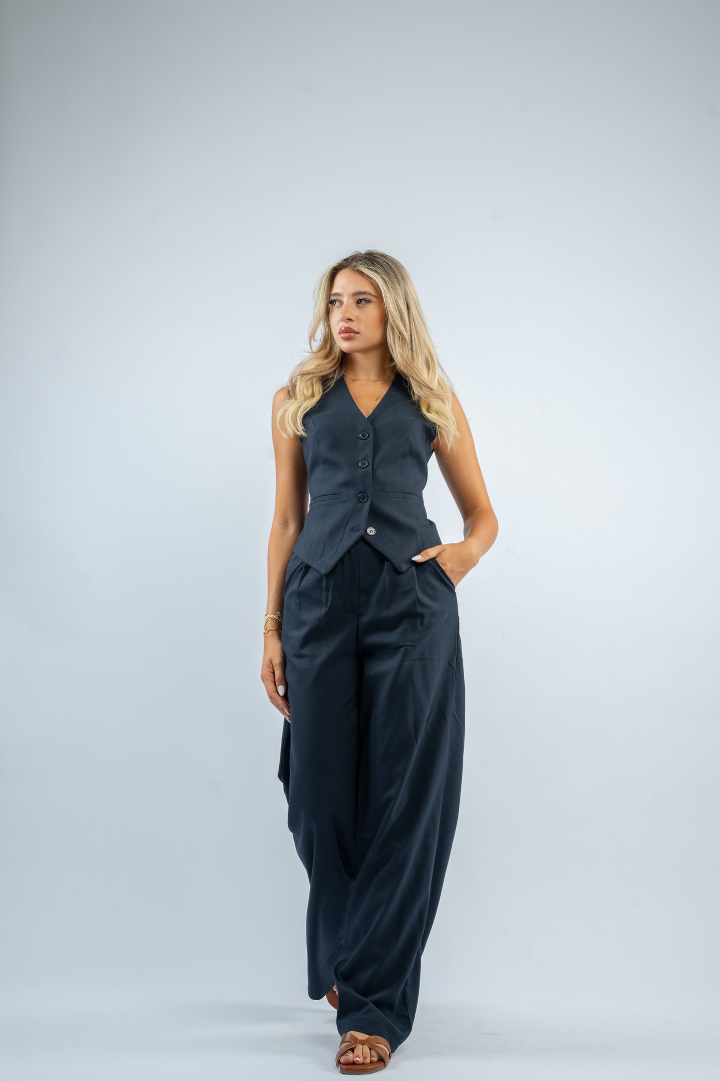Belted co-ord vest set